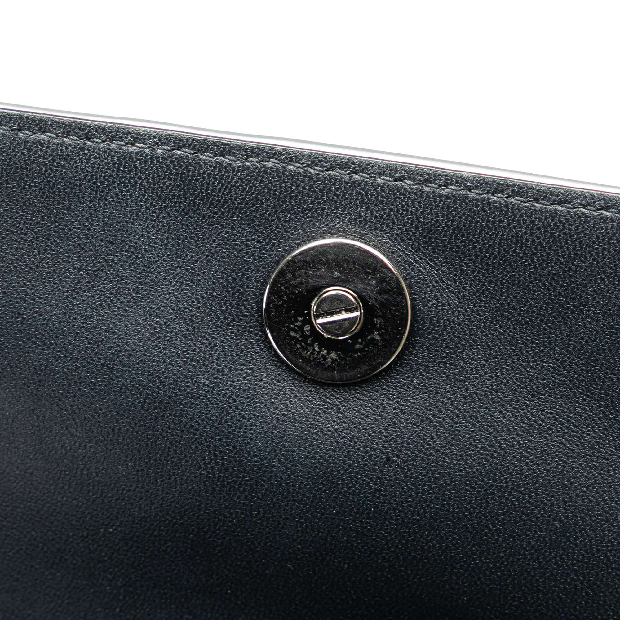 Dior Metallic Patent Microcannage Diorama Wallet on Chain