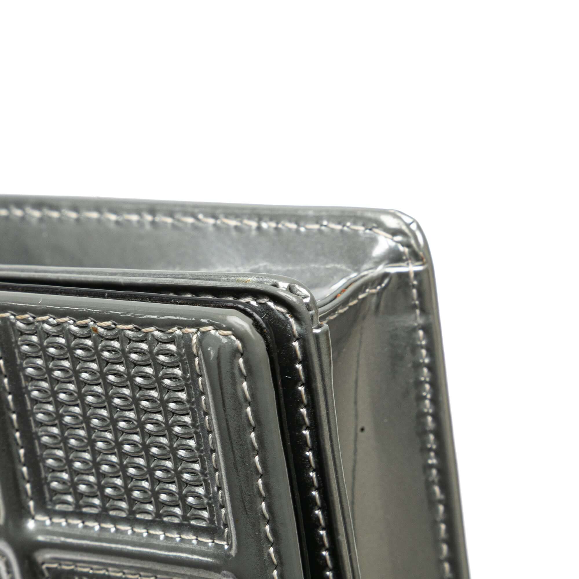 Dior Metallic Patent Microcannage Diorama Wallet on Chain