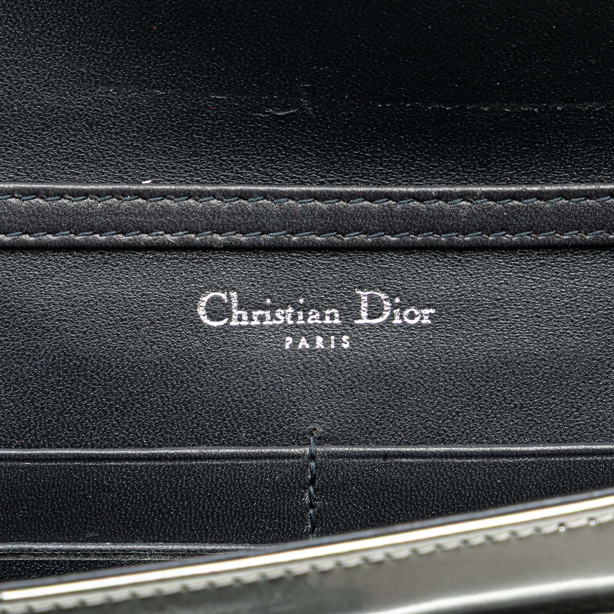 Dior Metallic Patent Microcannage Diorama Wallet on Chain