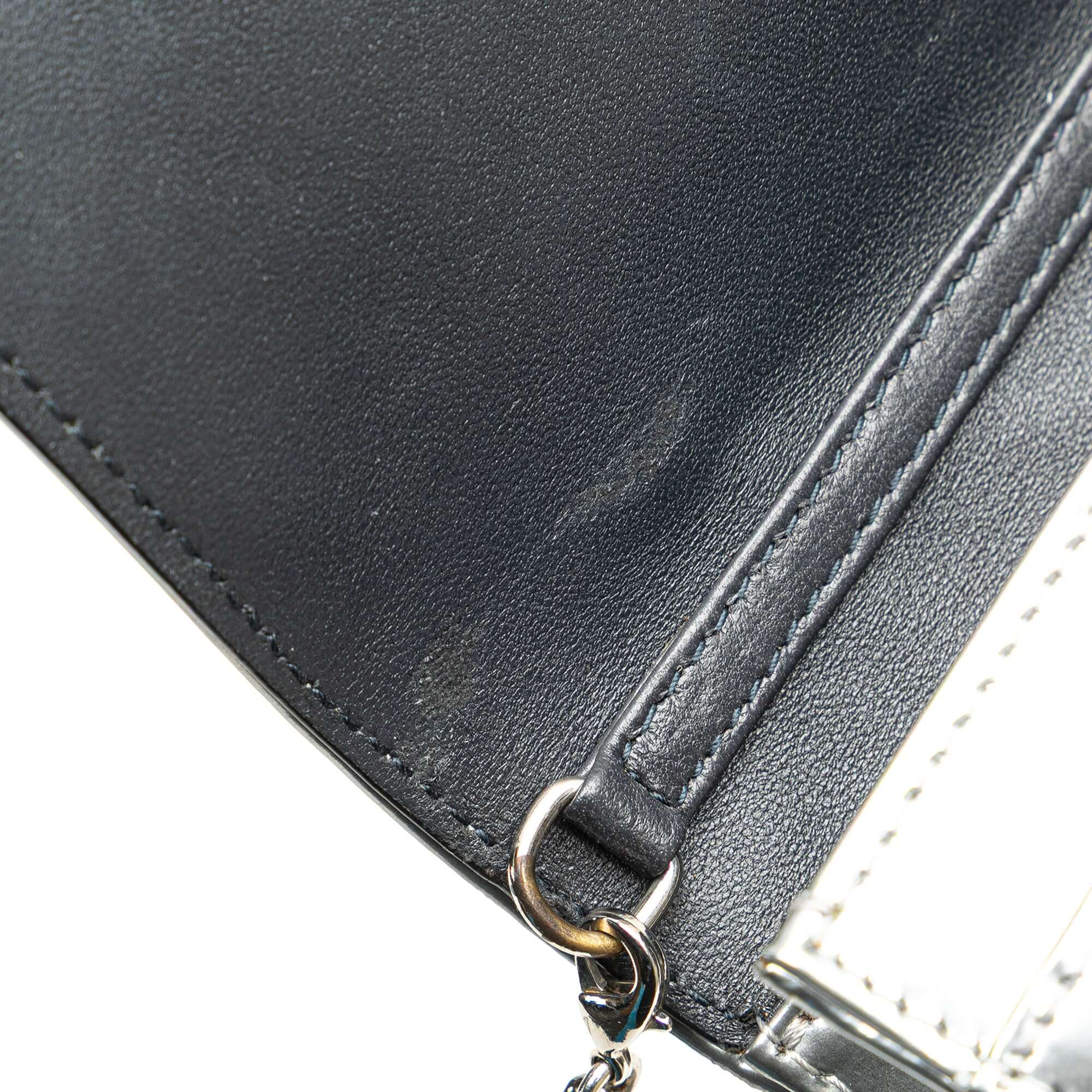 Dior Metallic Patent Microcannage Diorama Wallet on Chain