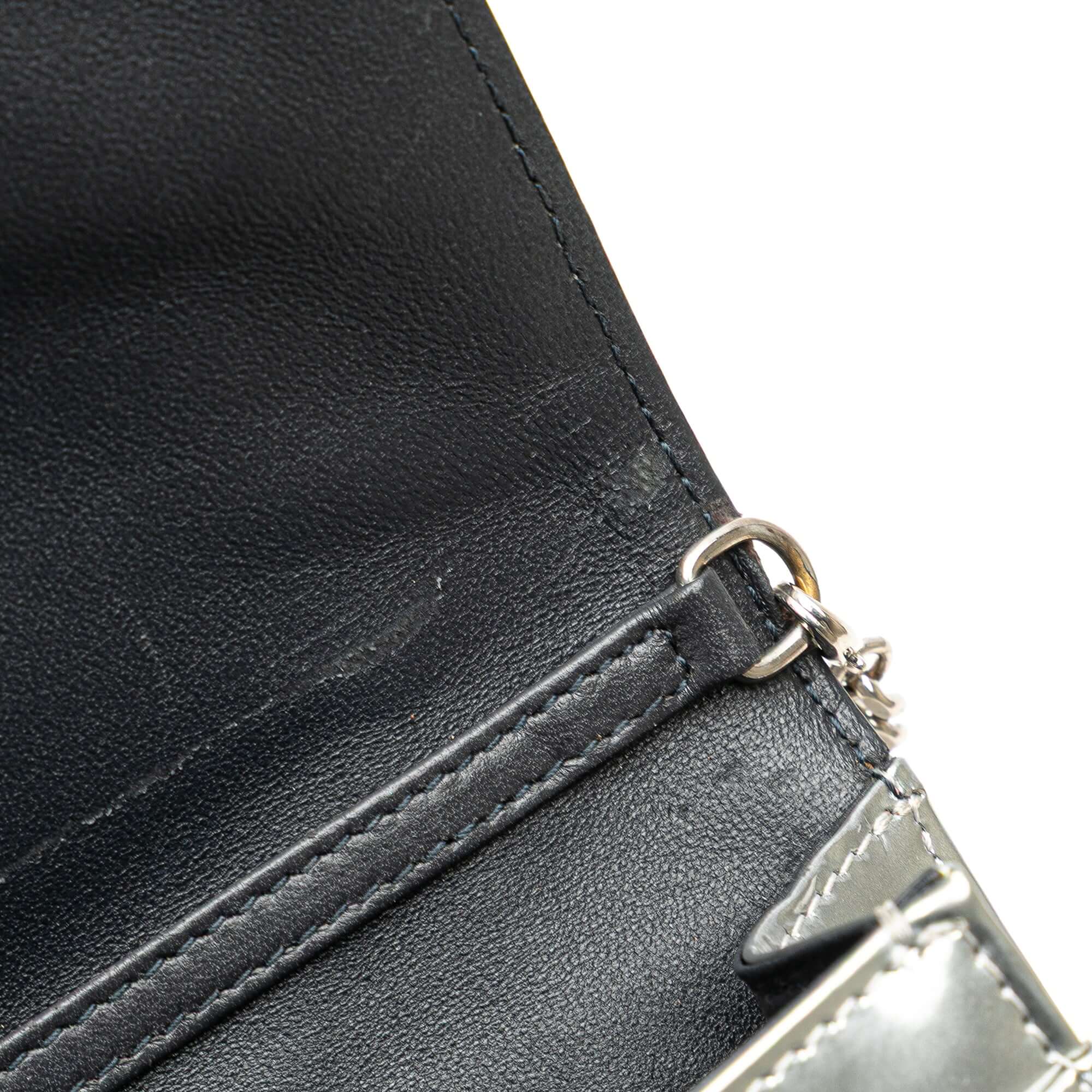 Dior Metallic Patent Microcannage Diorama Wallet on Chain