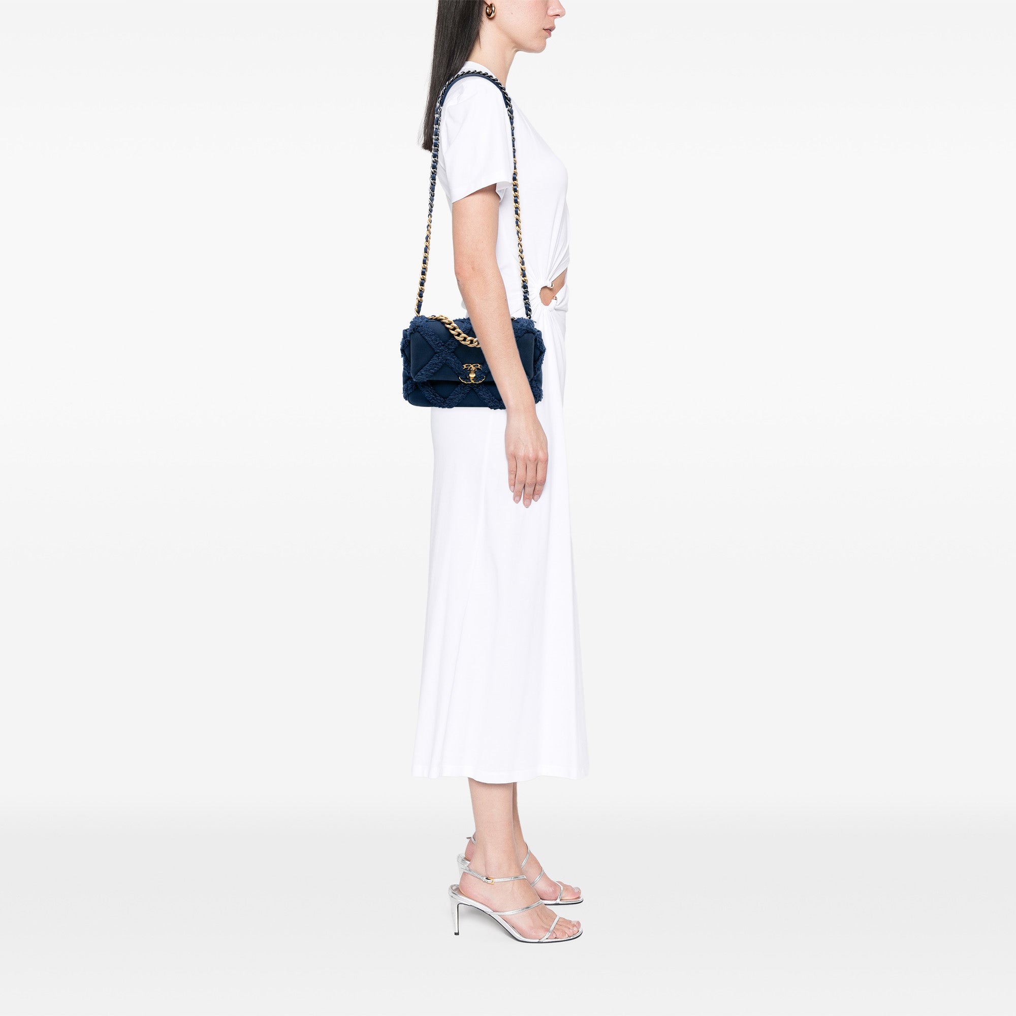 Chanel Medium Canvas and Cotton 19 Flap - image 7