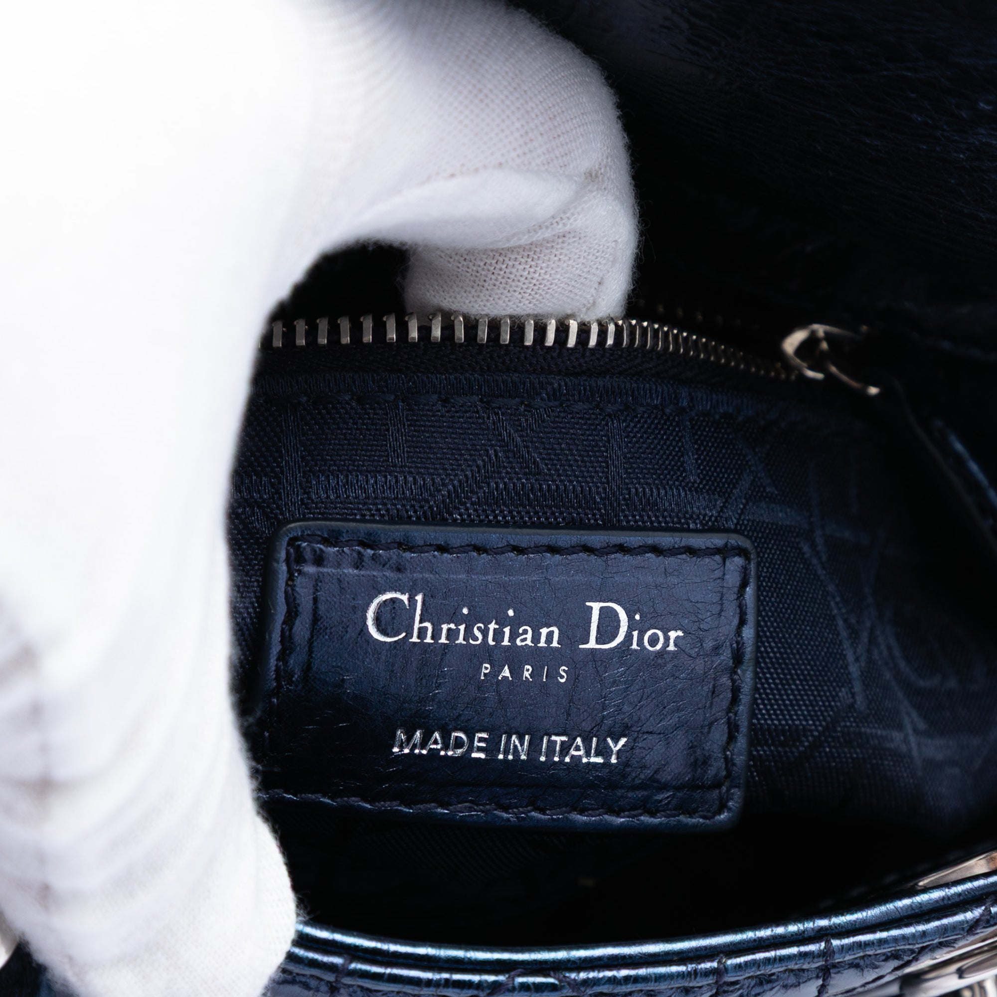 Dior Mini Metallic Calfskin Cannage Lady Dior - image 5