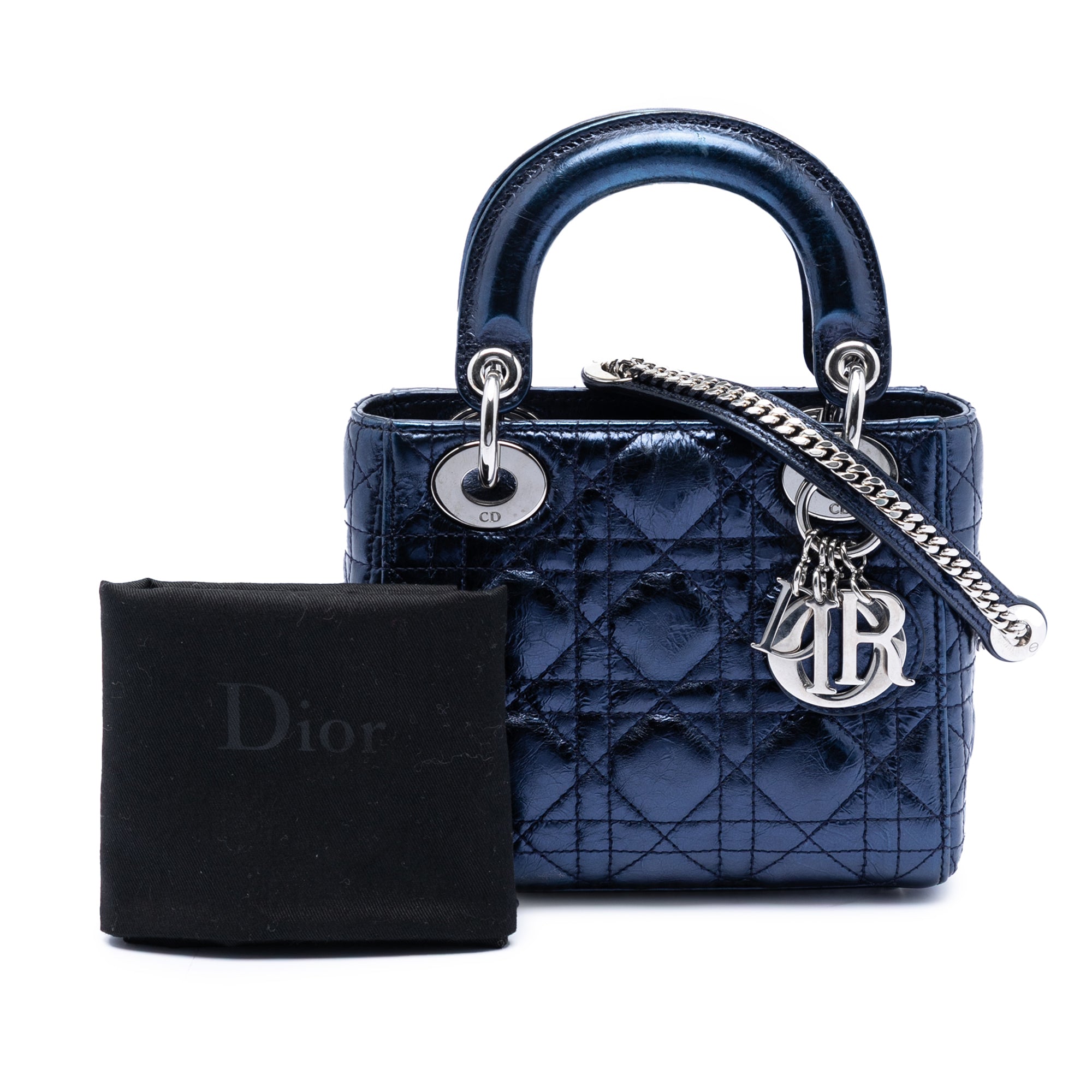 Dior Mini Metallic Calfskin Cannage Lady Dior - image 8