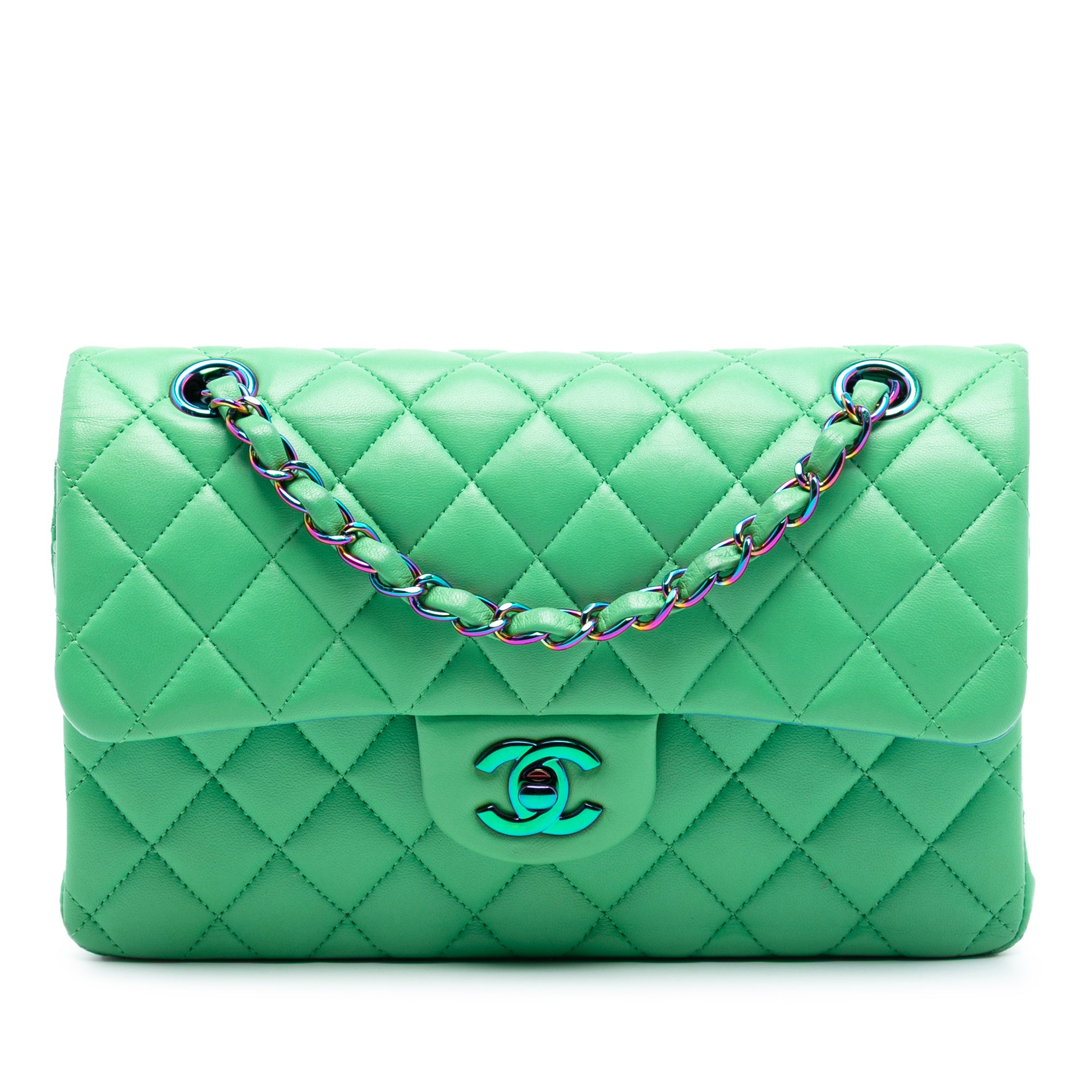 Chanel Small Classic Lambskin Rainbow Hardware Double Flap - image 1