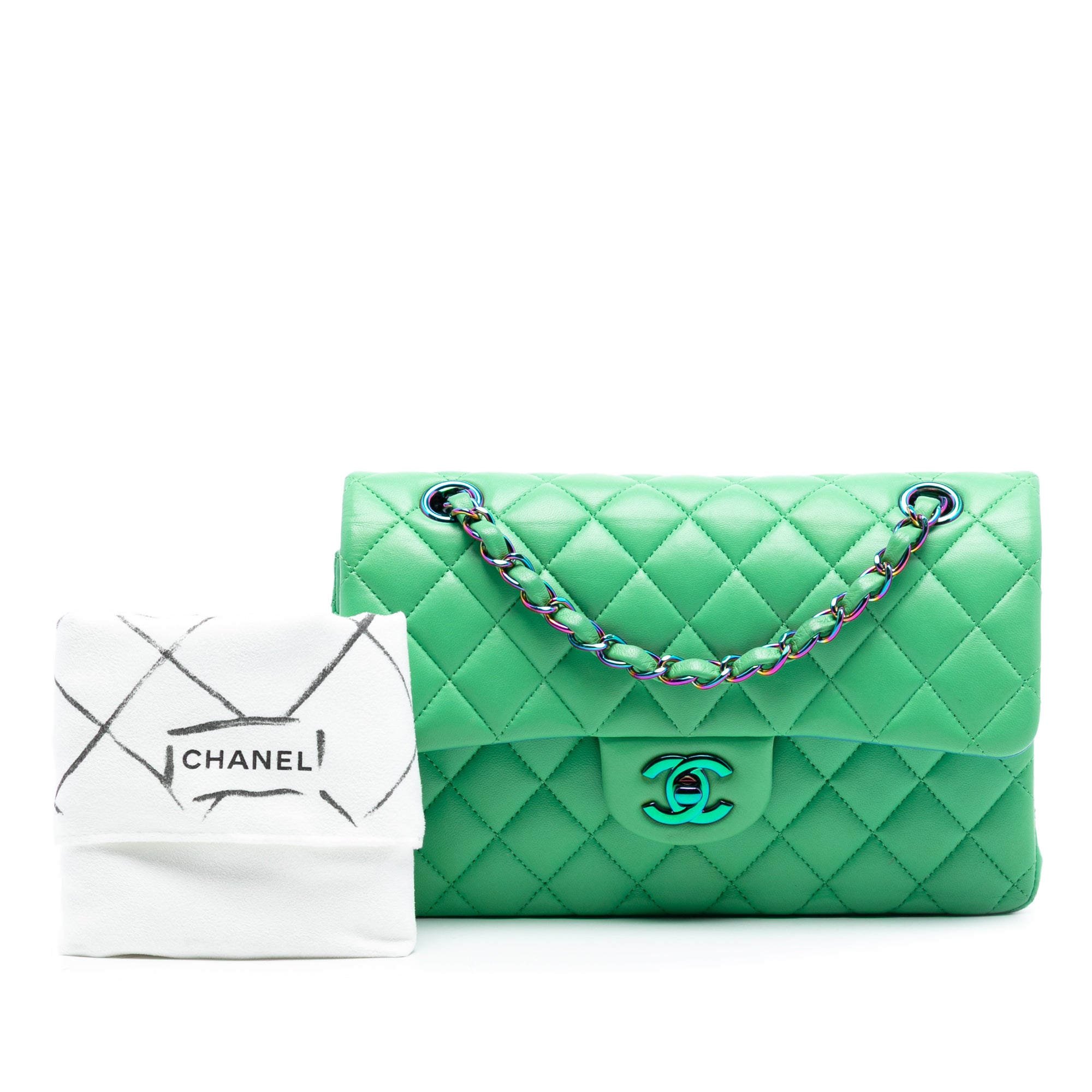 Chanel Small Classic Lambskin Rainbow Hardware Double Flap - image 8
