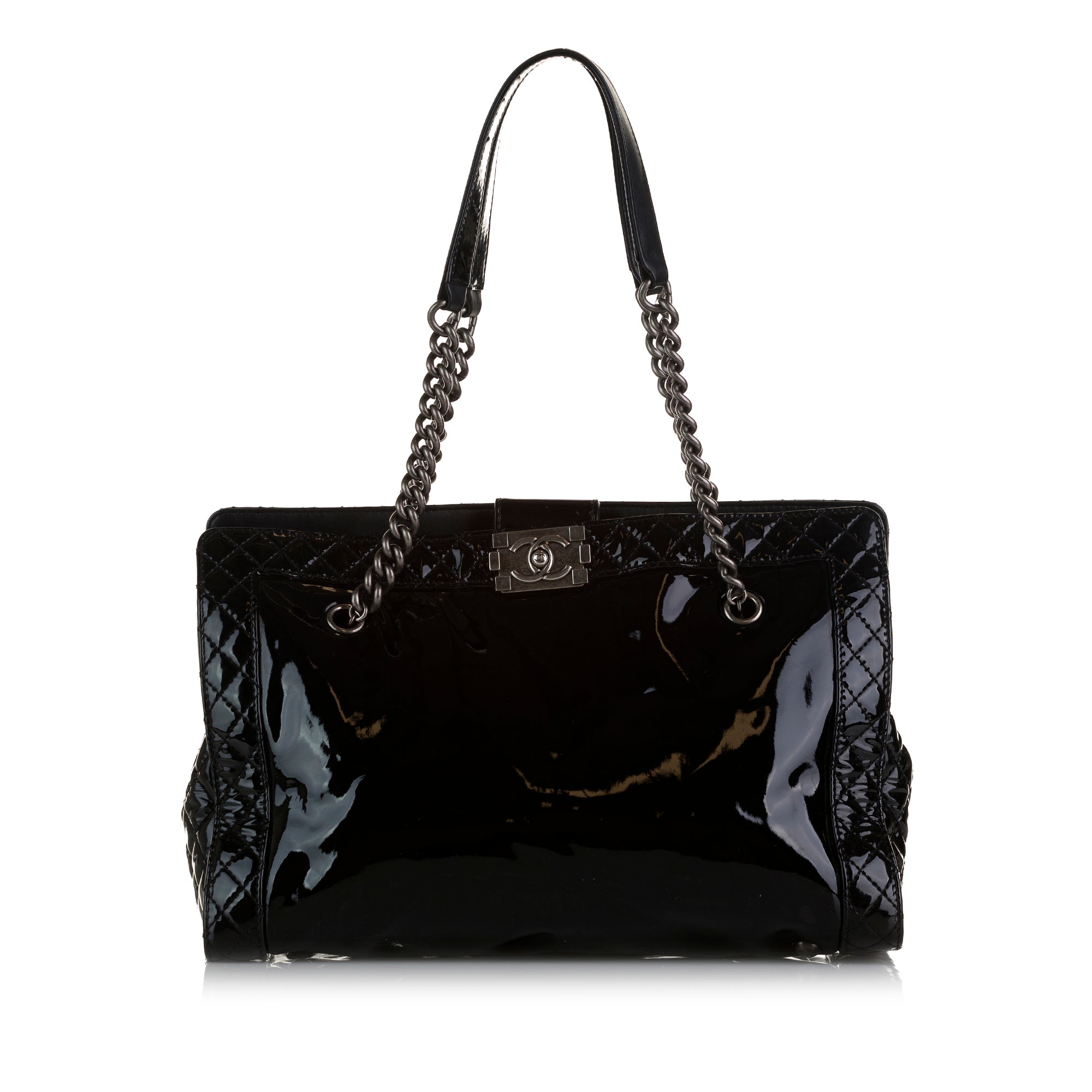 Chanel Patent Boy Reverso Shopping Tote - image 1