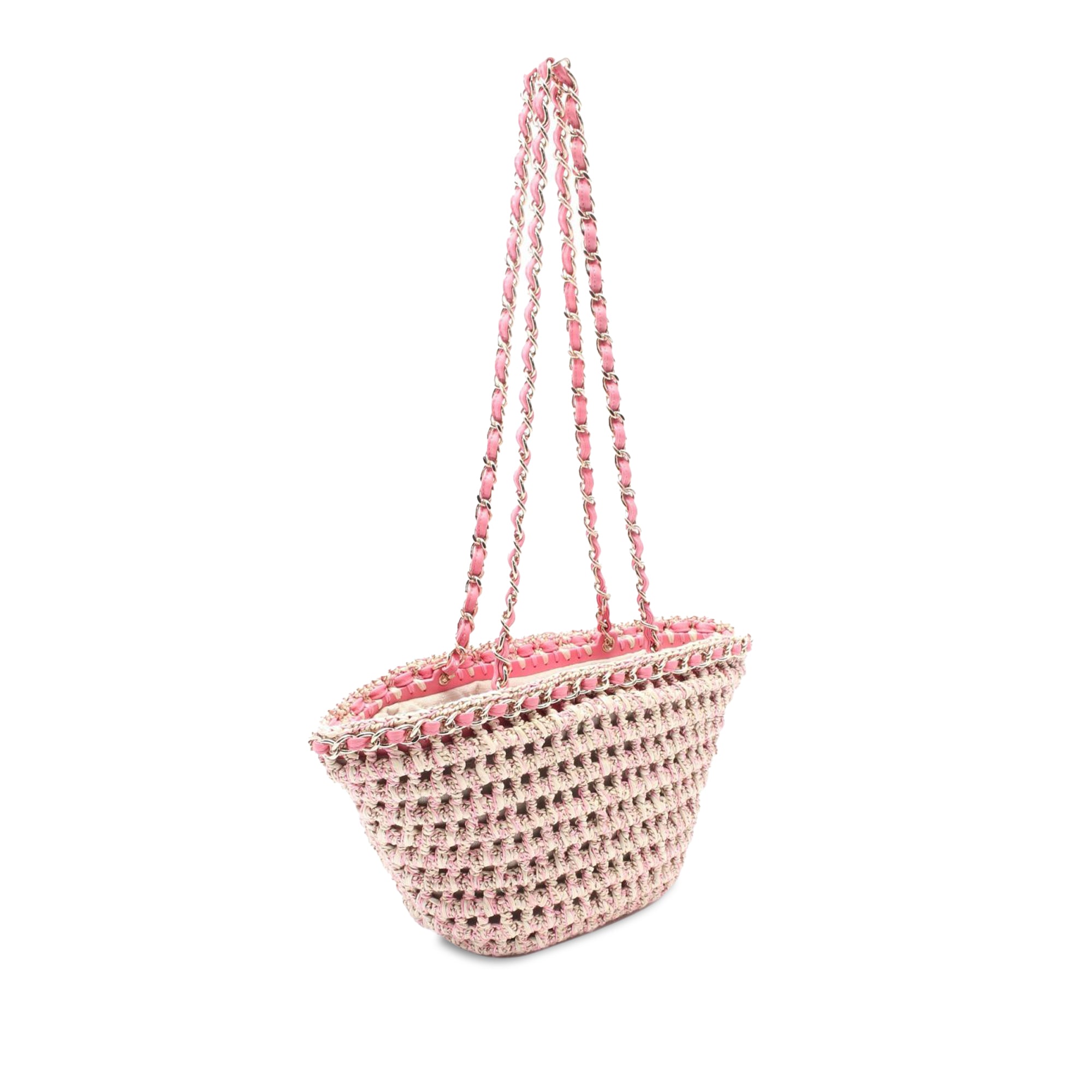 Chanel Small Mixed Fibers and Calfskin Crochet Shopping Tote - image 2