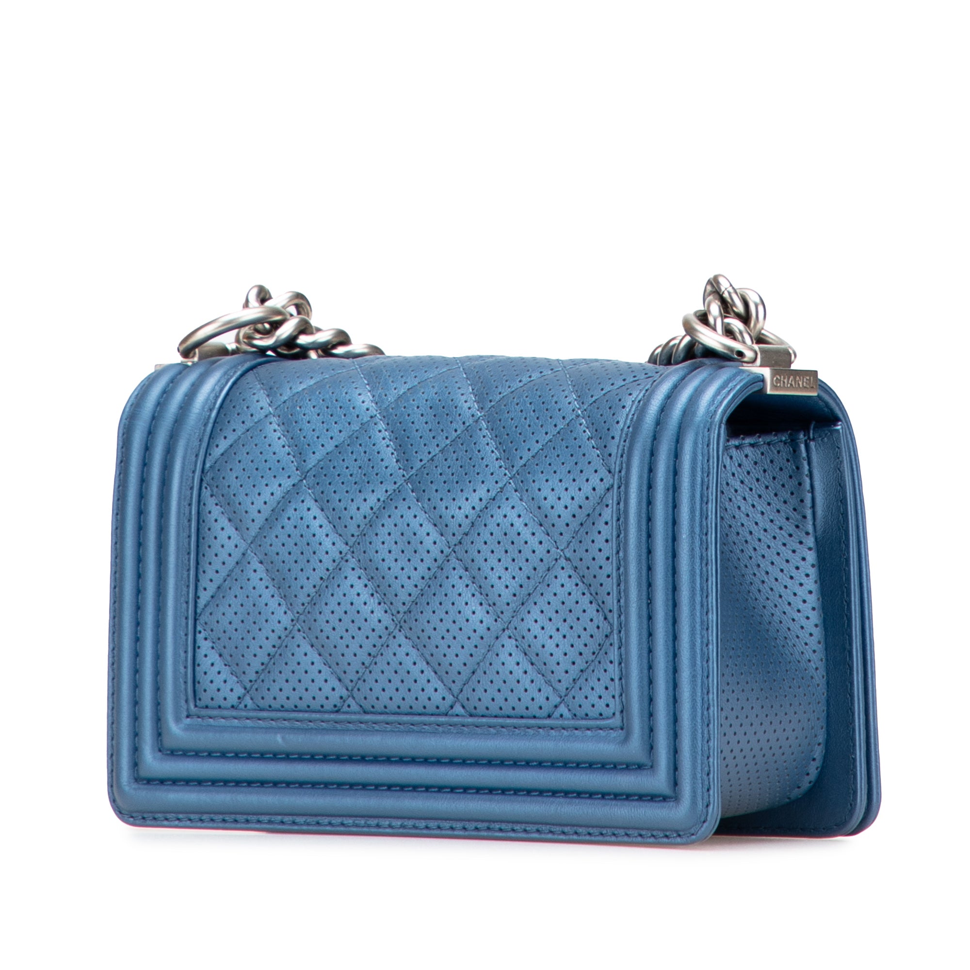 Chanel Small Quilted Perforated Metallic Lambskin Boy Flap - image 2