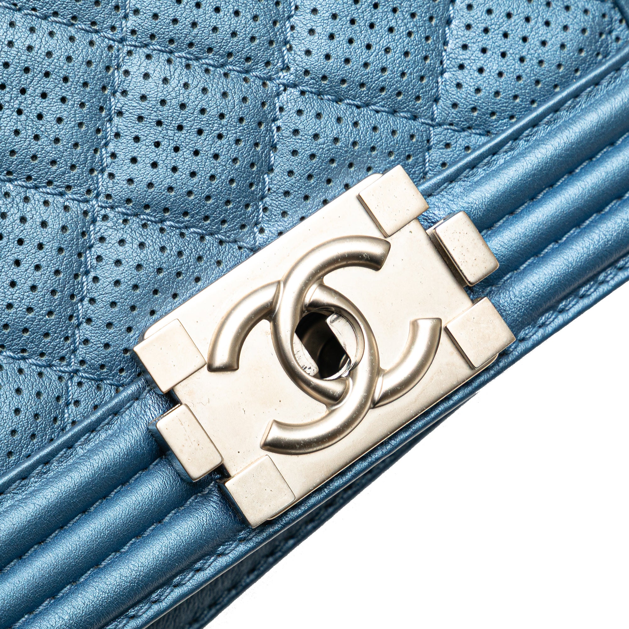 Chanel Small Quilted Perforated Metallic Lambskin Boy Flap - image 7