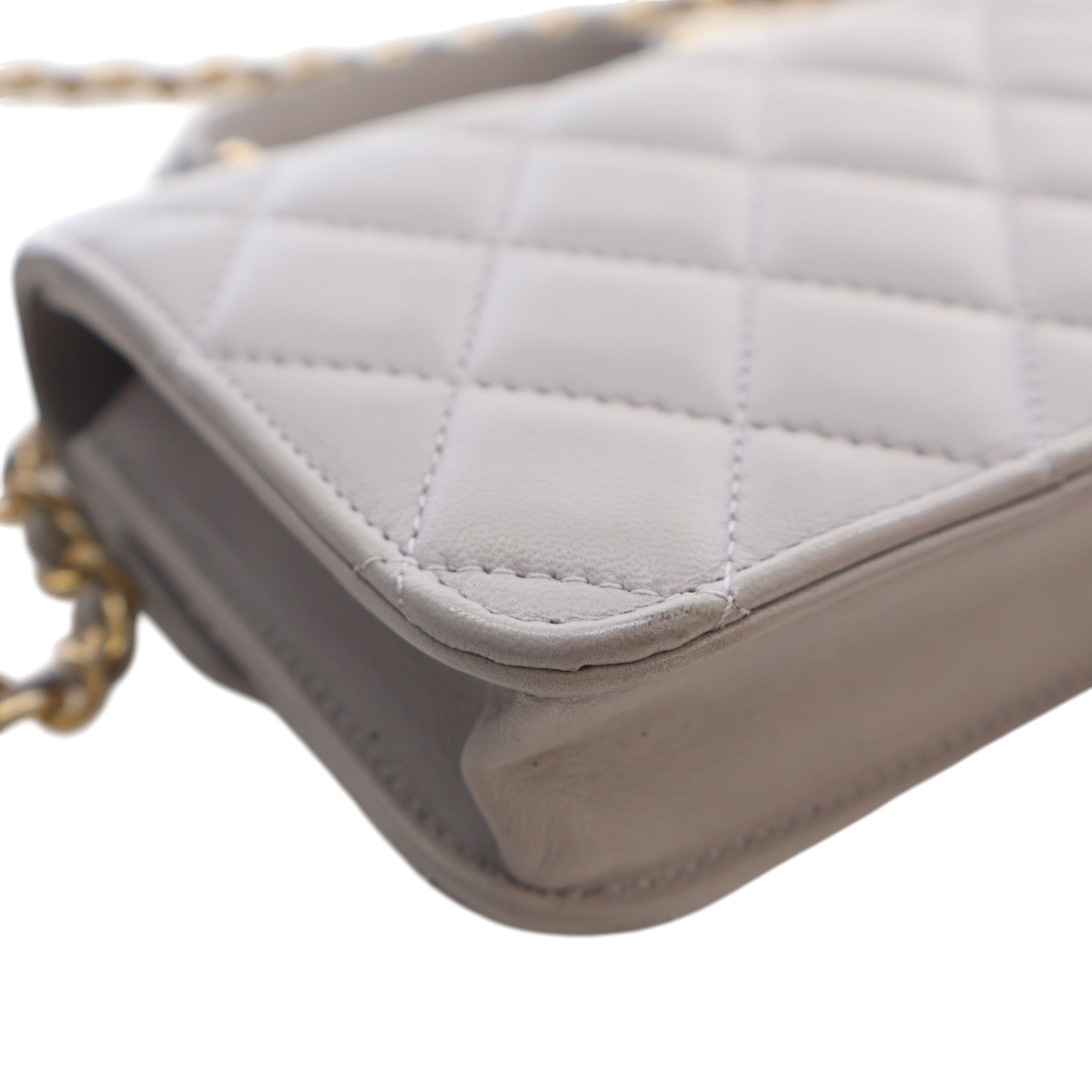 Chanel Mini Quilted Lambskin Top Handle Card Holder with Chain - image 10