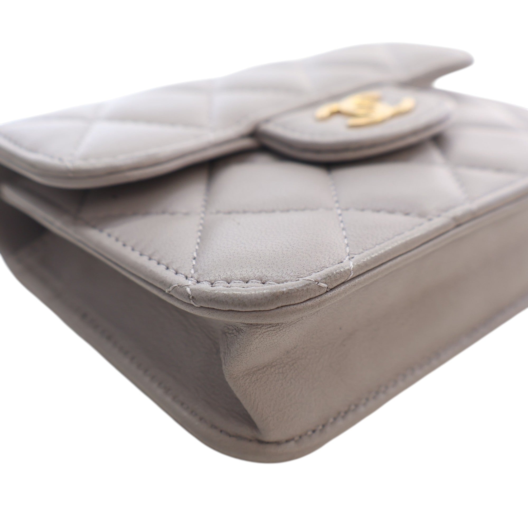 Chanel Mini Quilted Lambskin Top Handle Card Holder with Chain - image 8