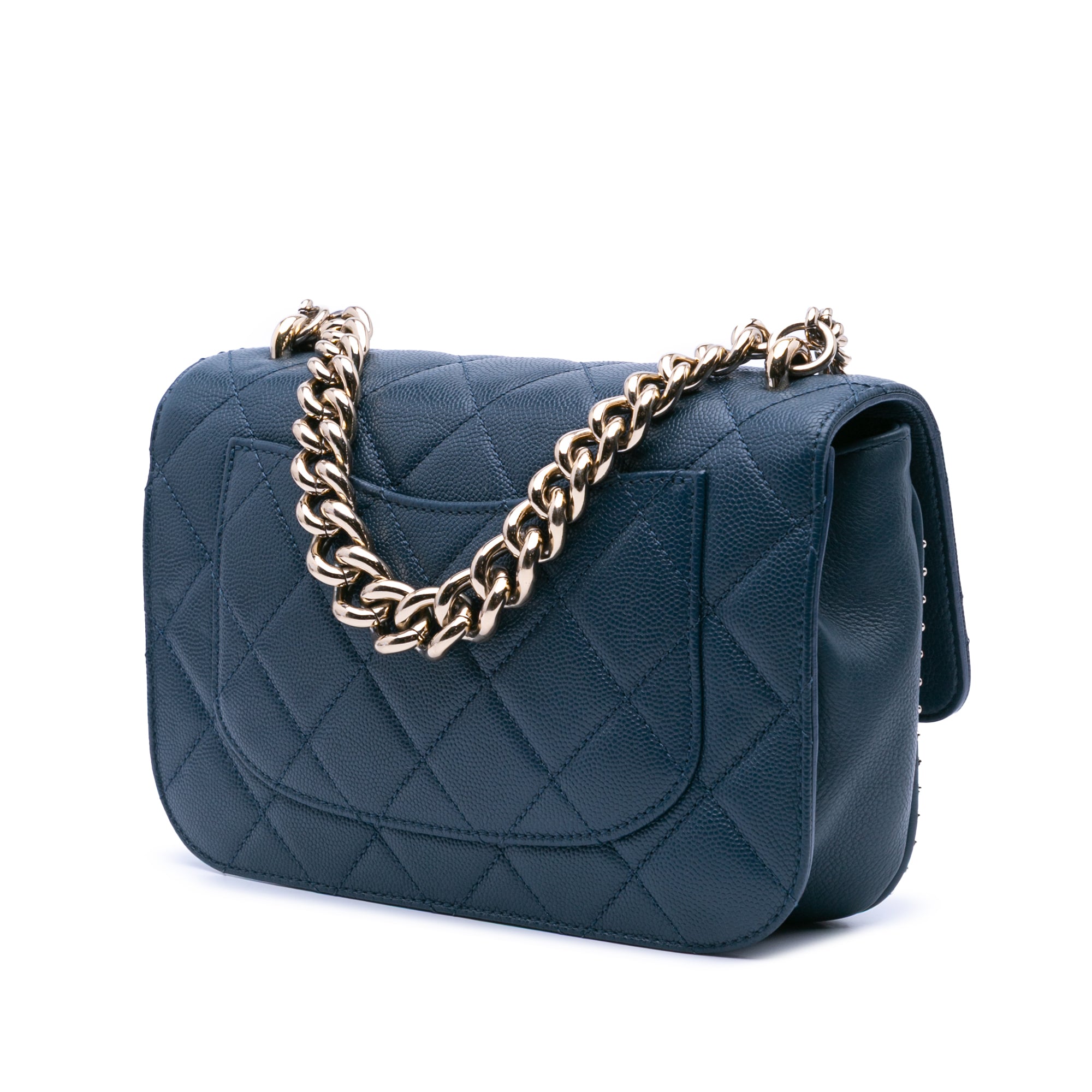 Chanel Small Quilted Caviar Studded Chain Handle Flap - image 2