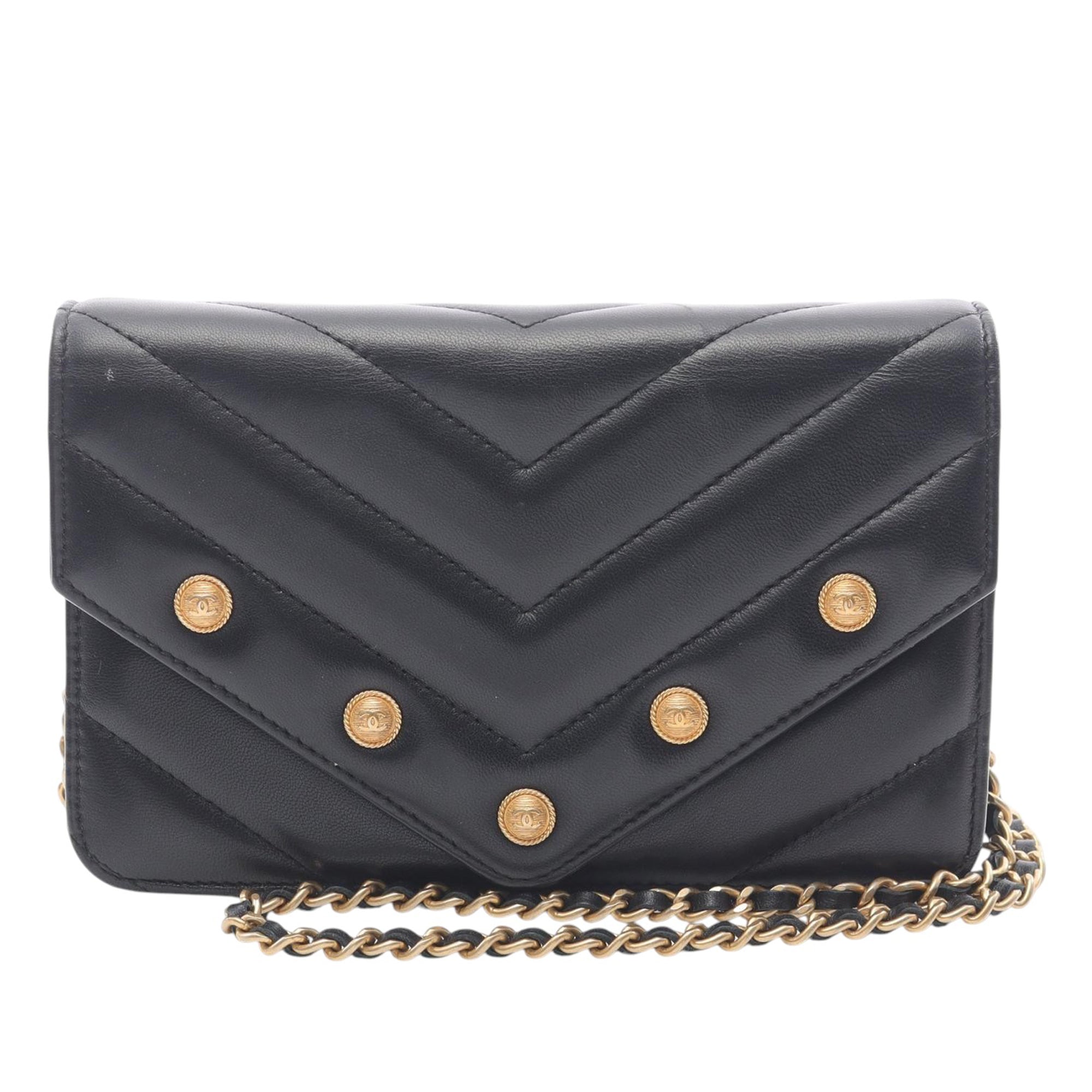 Chanel Chevron Lambskin Button Wallet On Chain - image 1
