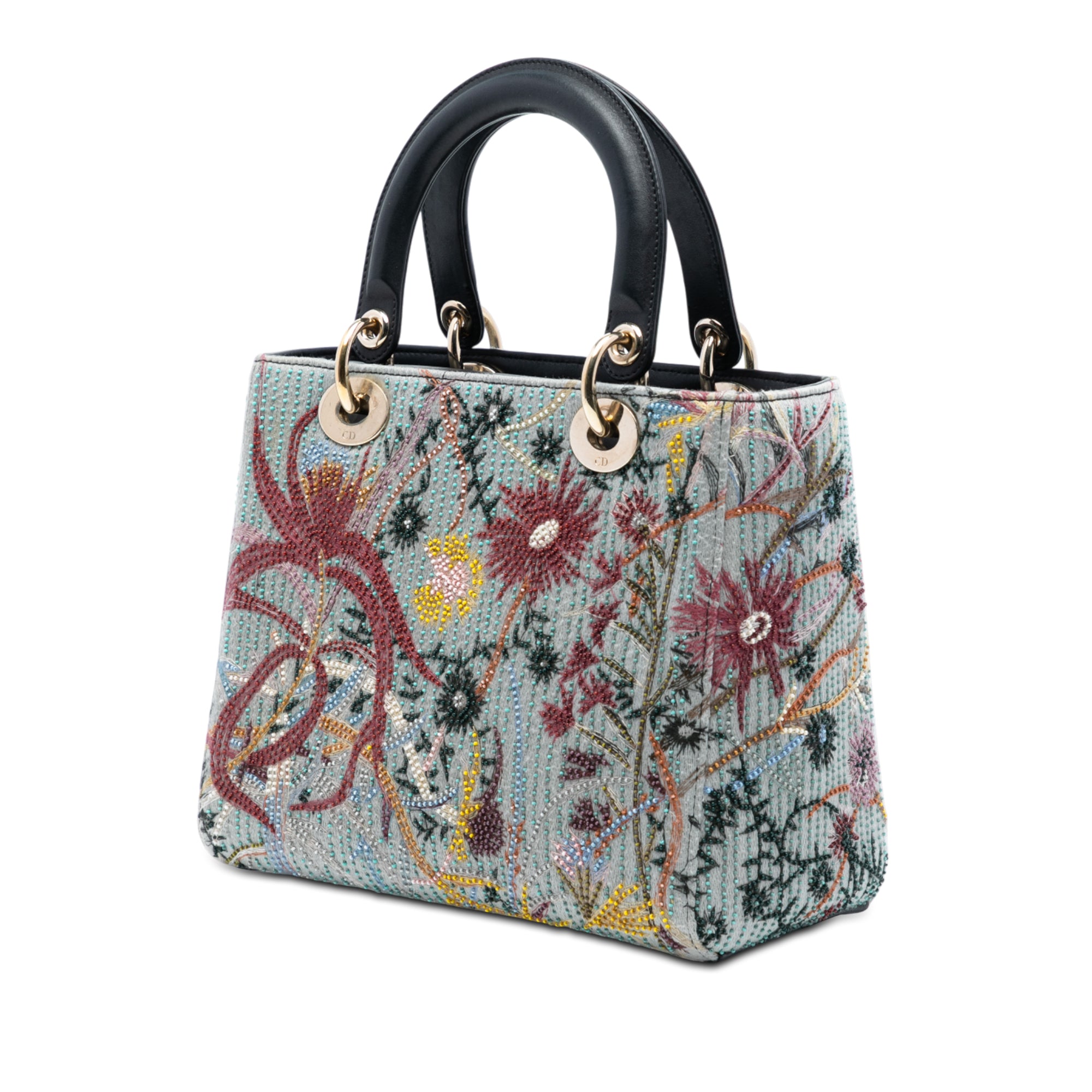 Dior Medium Canvas and Calfskin Beaded Embroidered Jardin De Minuit Lady Dior - image 2