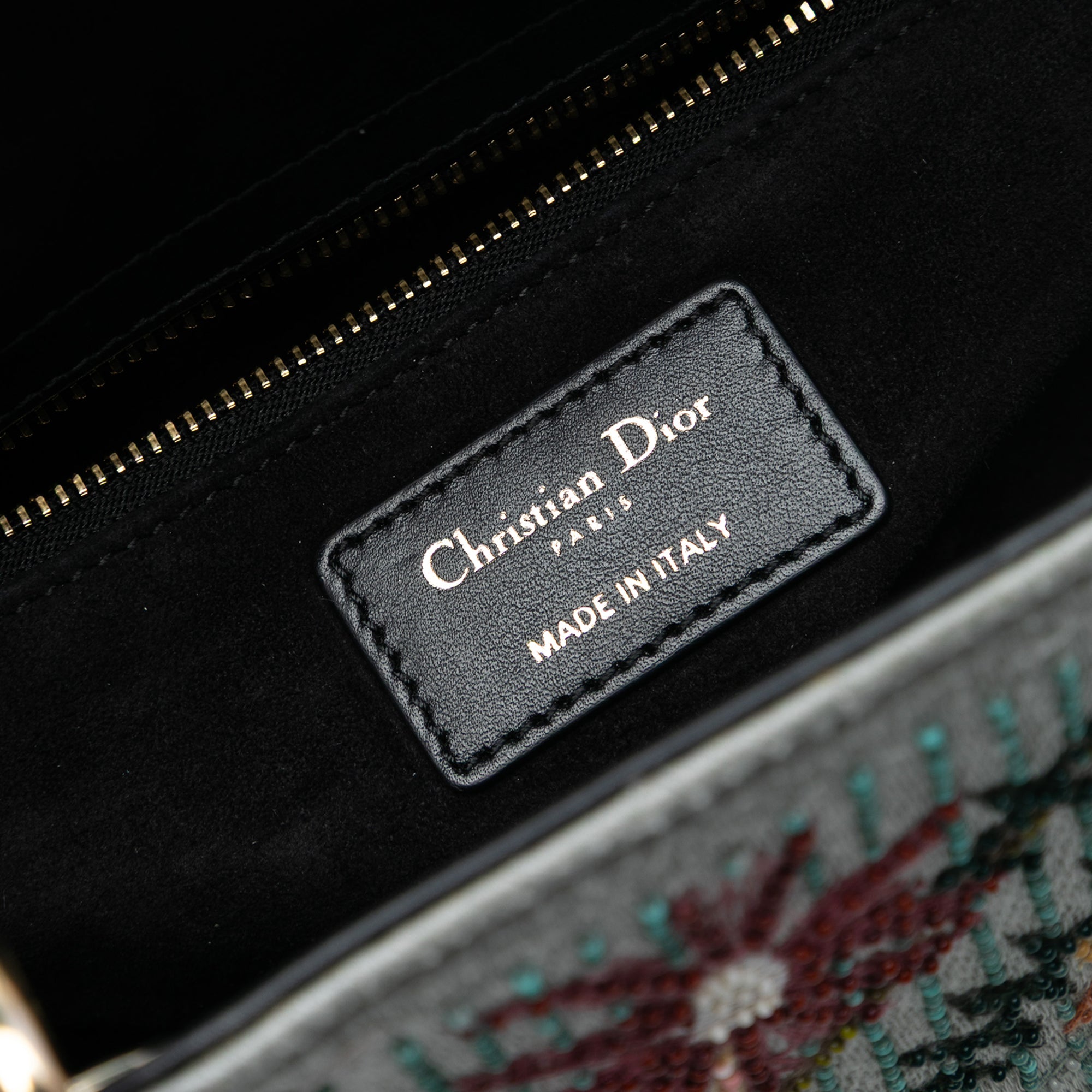 Dior Medium Canvas and Calfskin Beaded Embroidered Jardin De Minuit Lady Dior - image 5