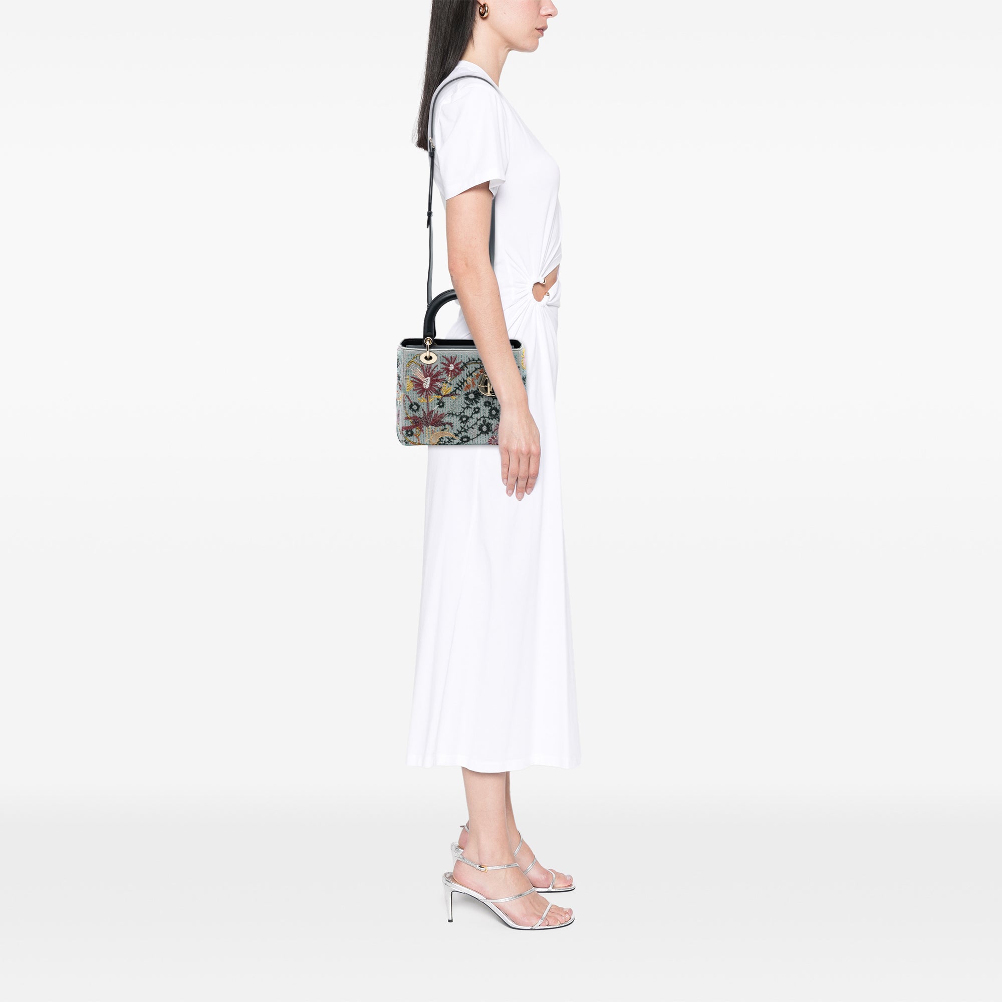 Dior Medium Canvas and Calfskin Beaded Embroidered Jardin De Minuit Lady Dior - image 7
