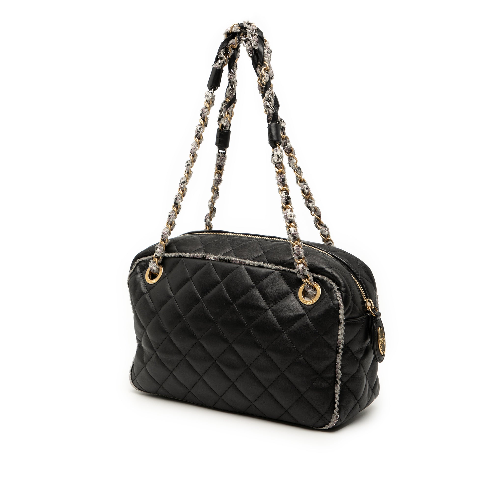 Chanel CC Quilted Lambskin Tweedy Bowler Bag - image 2