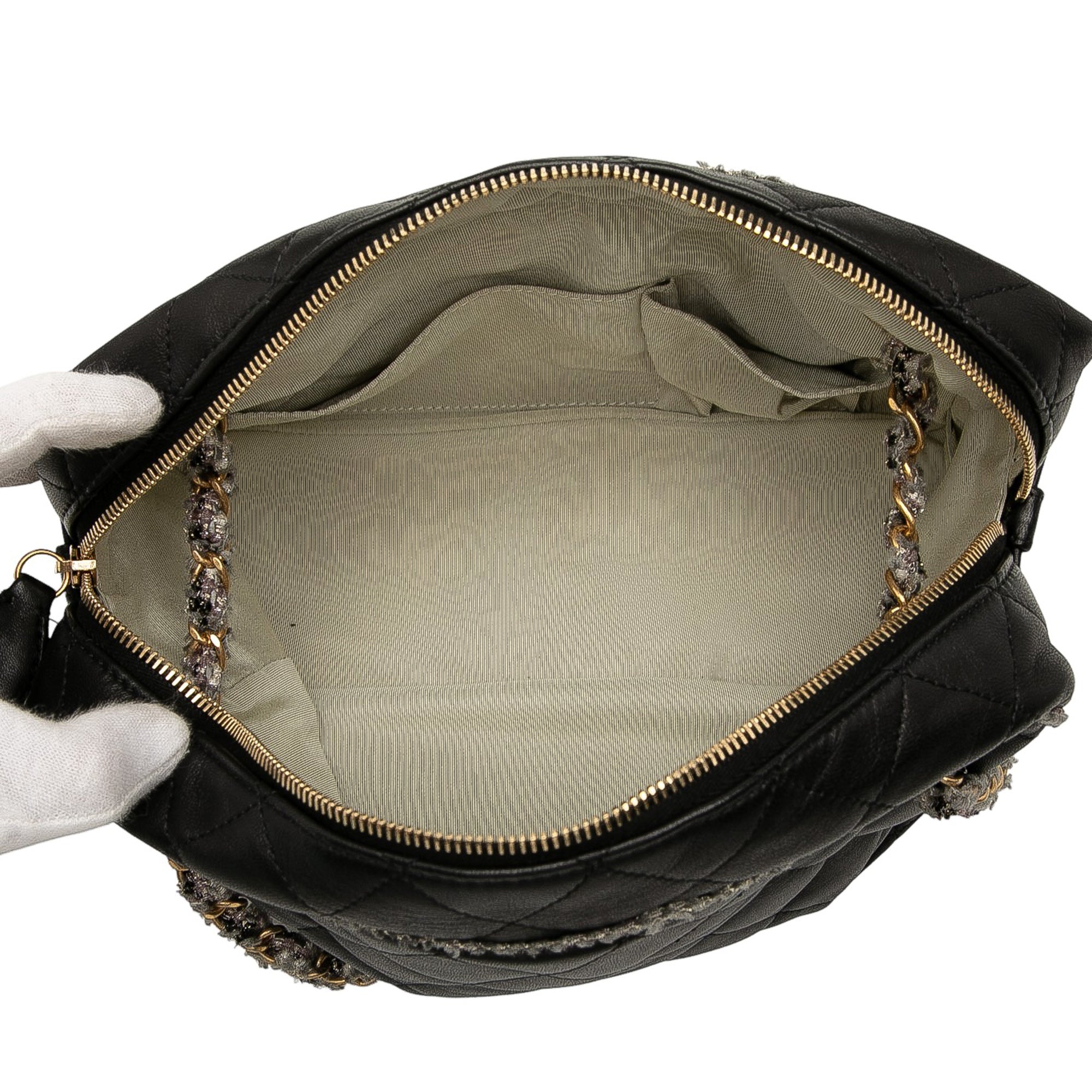 Chanel CC Quilted Lambskin Tweedy Bowler Bag - image 4