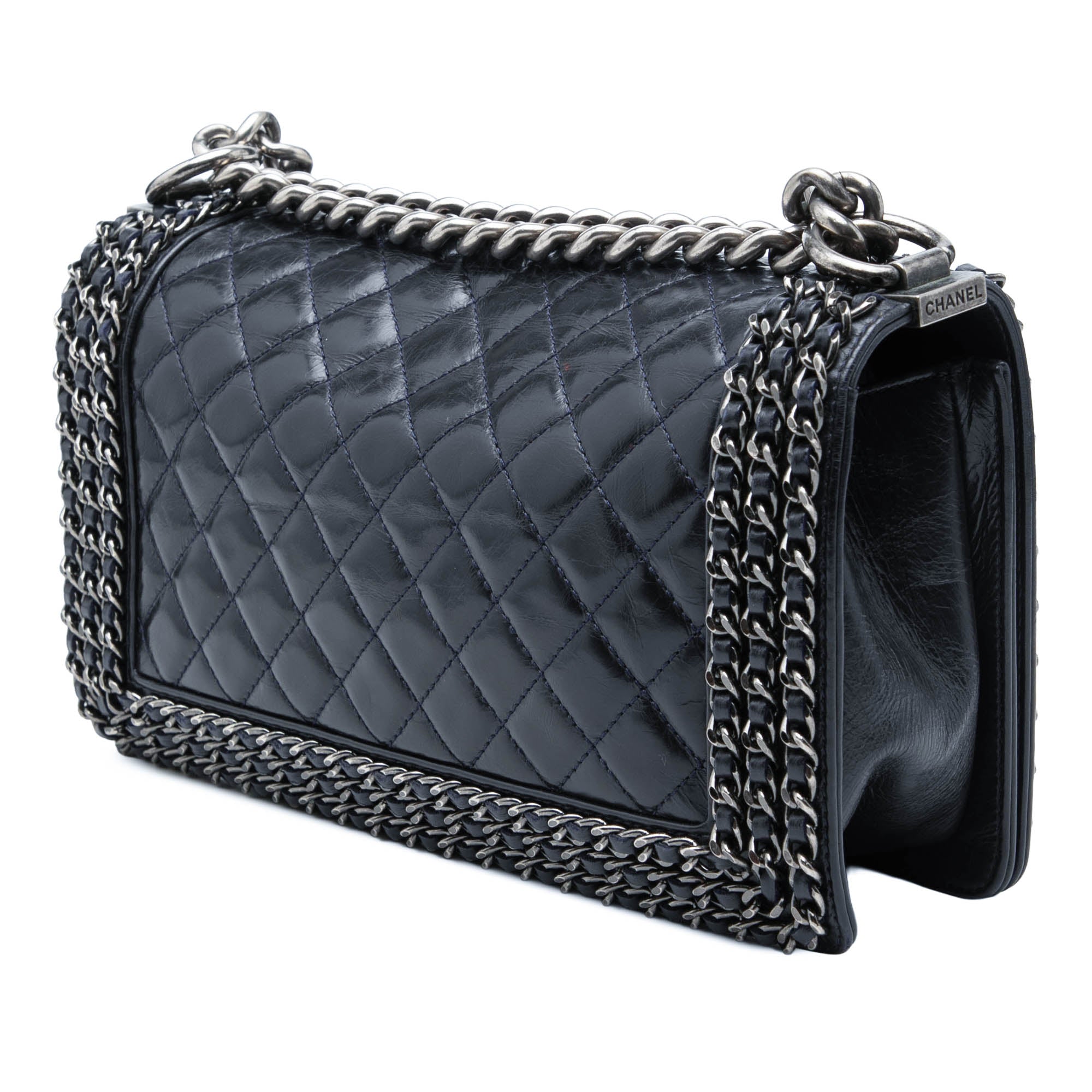 Chanel Old Medium Quilted Glazed Calfskin Chain Around Boy Flap - image 2