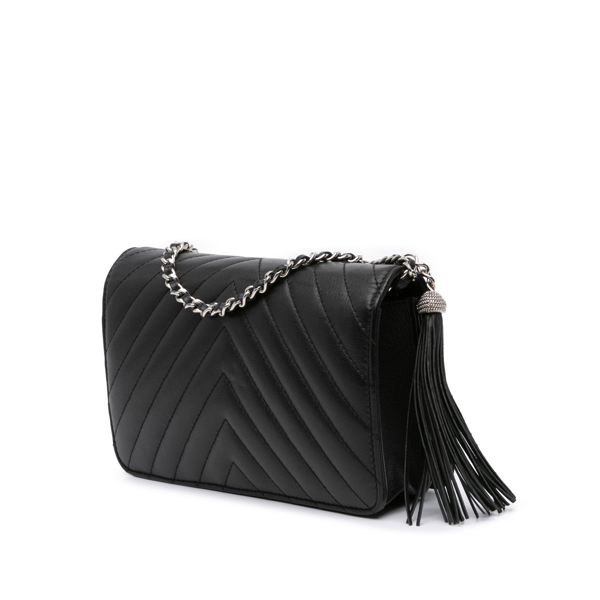 Chanel Diagonal Chevron Calfskin Tassel Wallet On Chain - image 2