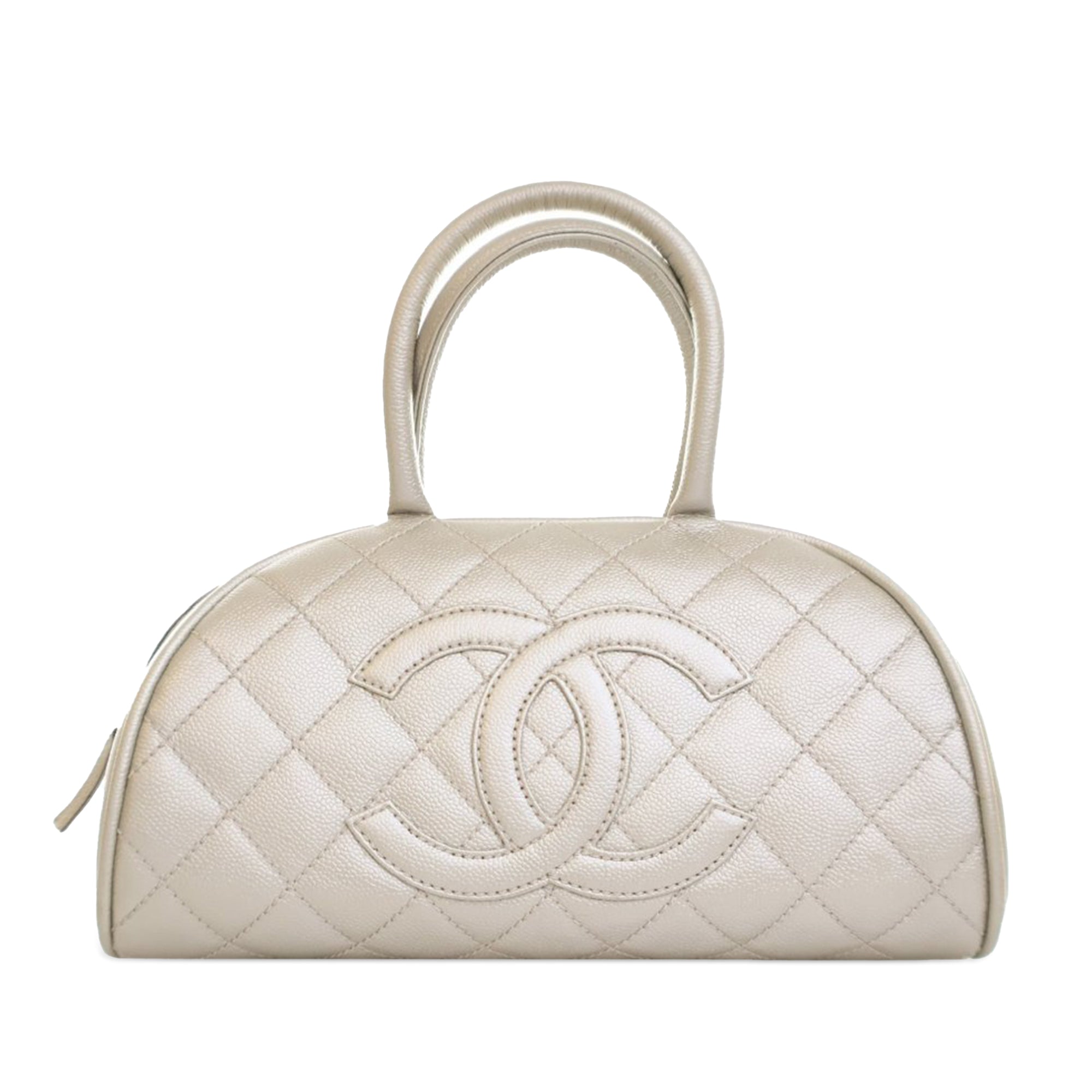 Chanel Metallic Quilted Caviar Bowler Bag - image 1