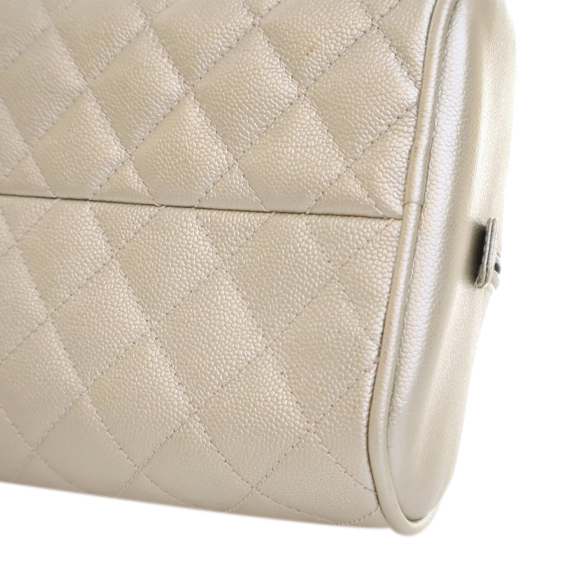 Chanel Metallic Quilted Caviar Bowler Bag - image 10