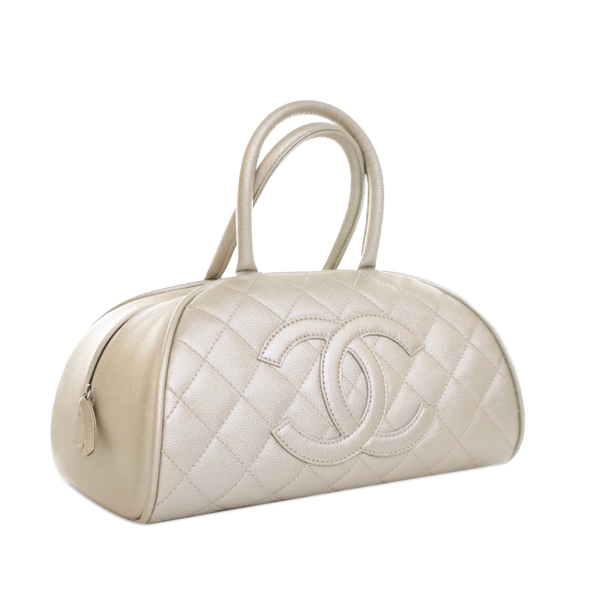 Chanel Metallic Quilted Caviar Bowler Bag - image 2