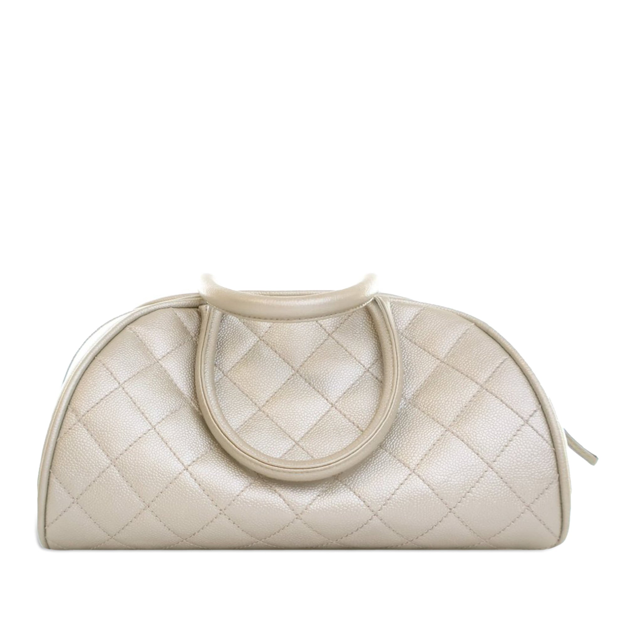 Chanel Metallic Quilted Caviar Bowler Bag - image 3