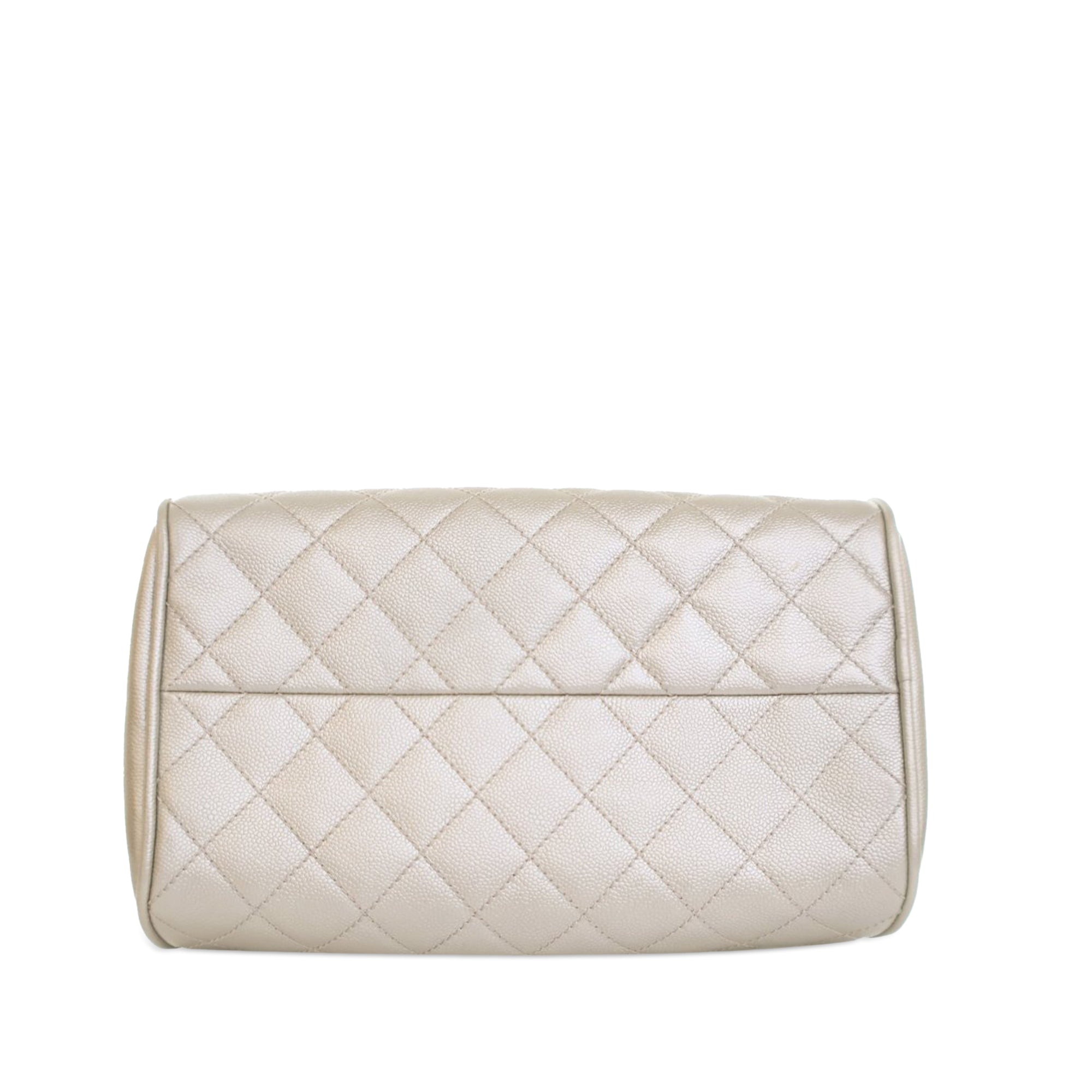 Chanel Metallic Quilted Caviar Bowler Bag - image 4