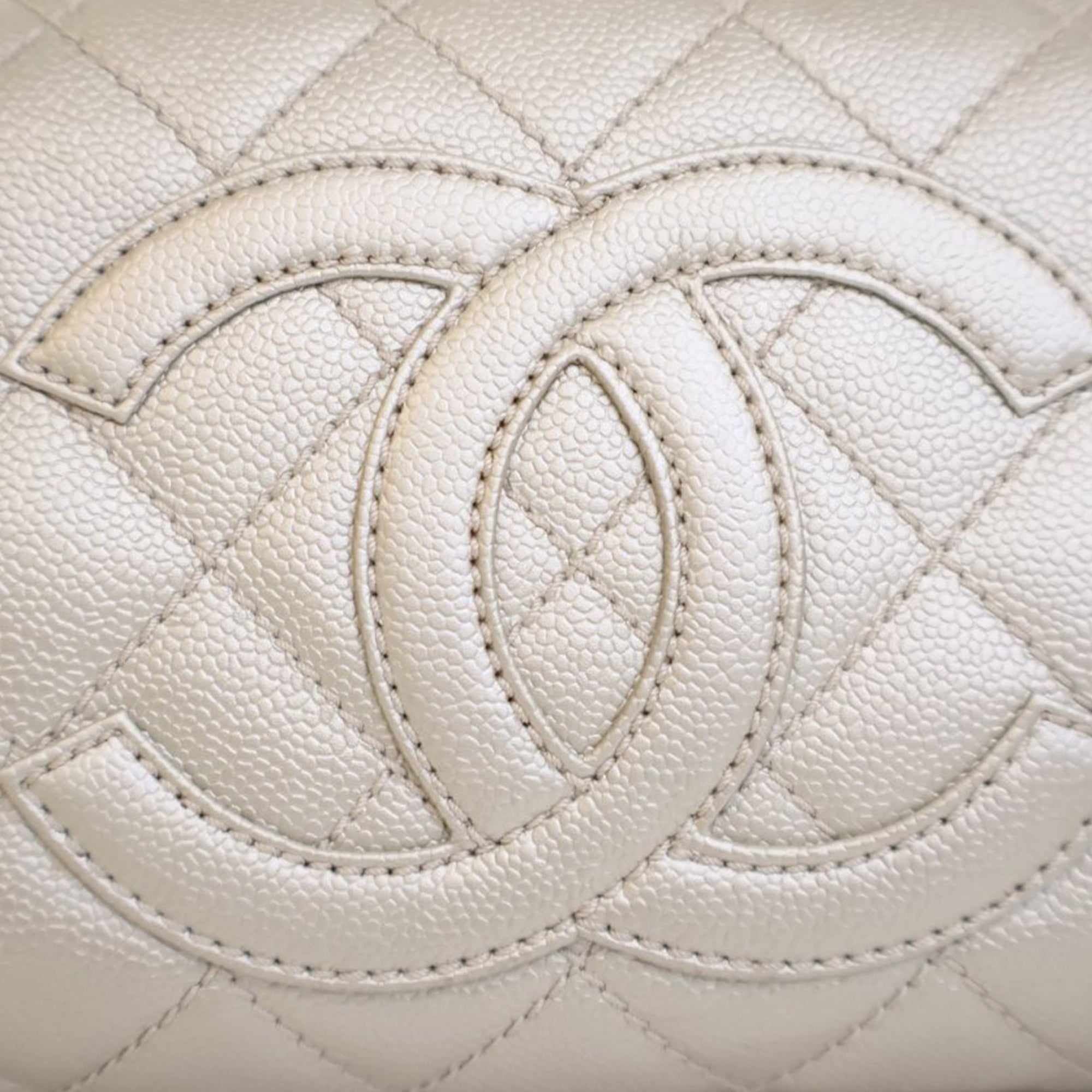 Chanel Metallic Quilted Caviar Bowler Bag - image 5