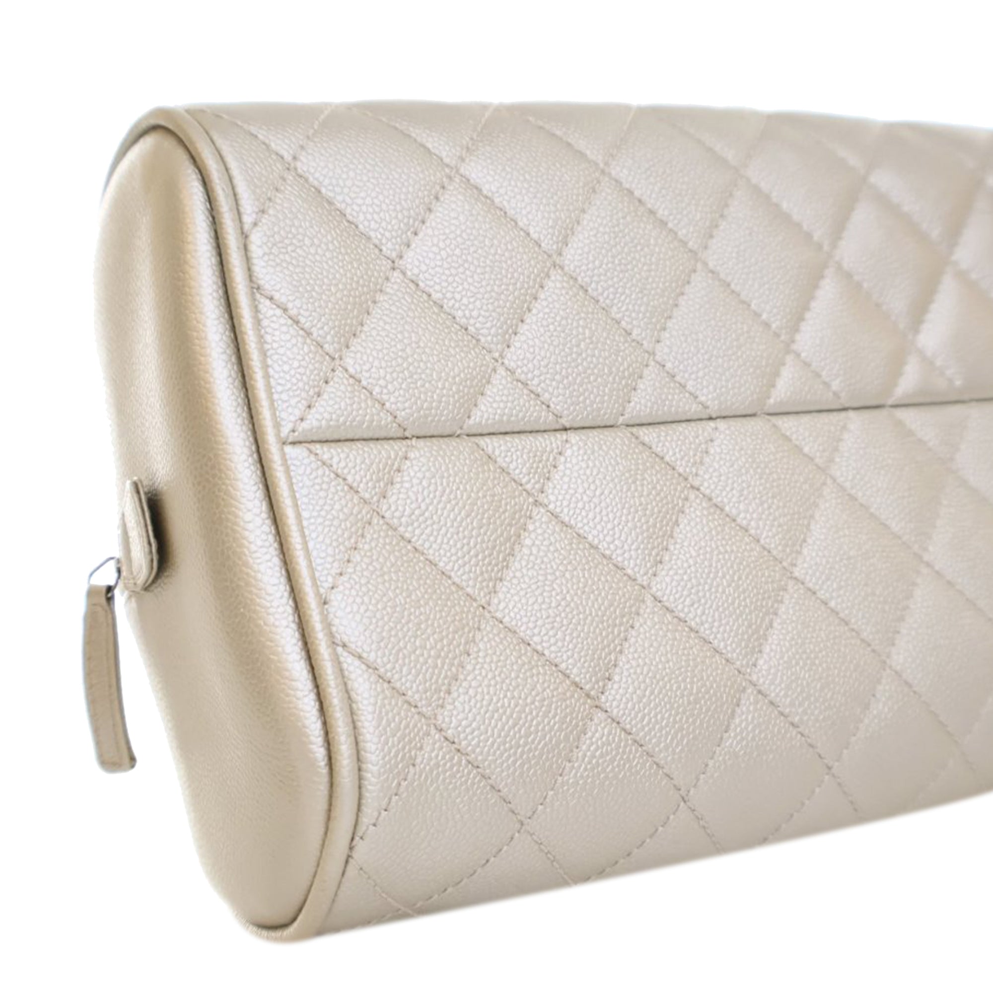 Chanel Metallic Quilted Caviar Bowler Bag - image 9