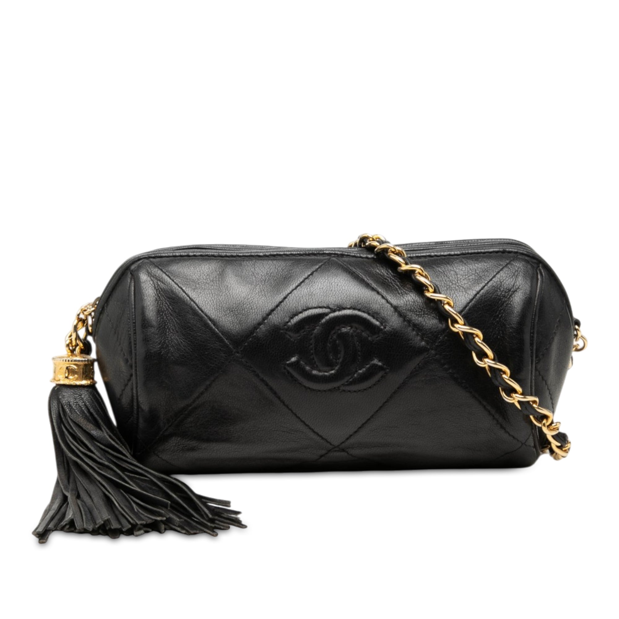 Chanel Quilted Lambskin Tassel Barrel Crossbody - image 1