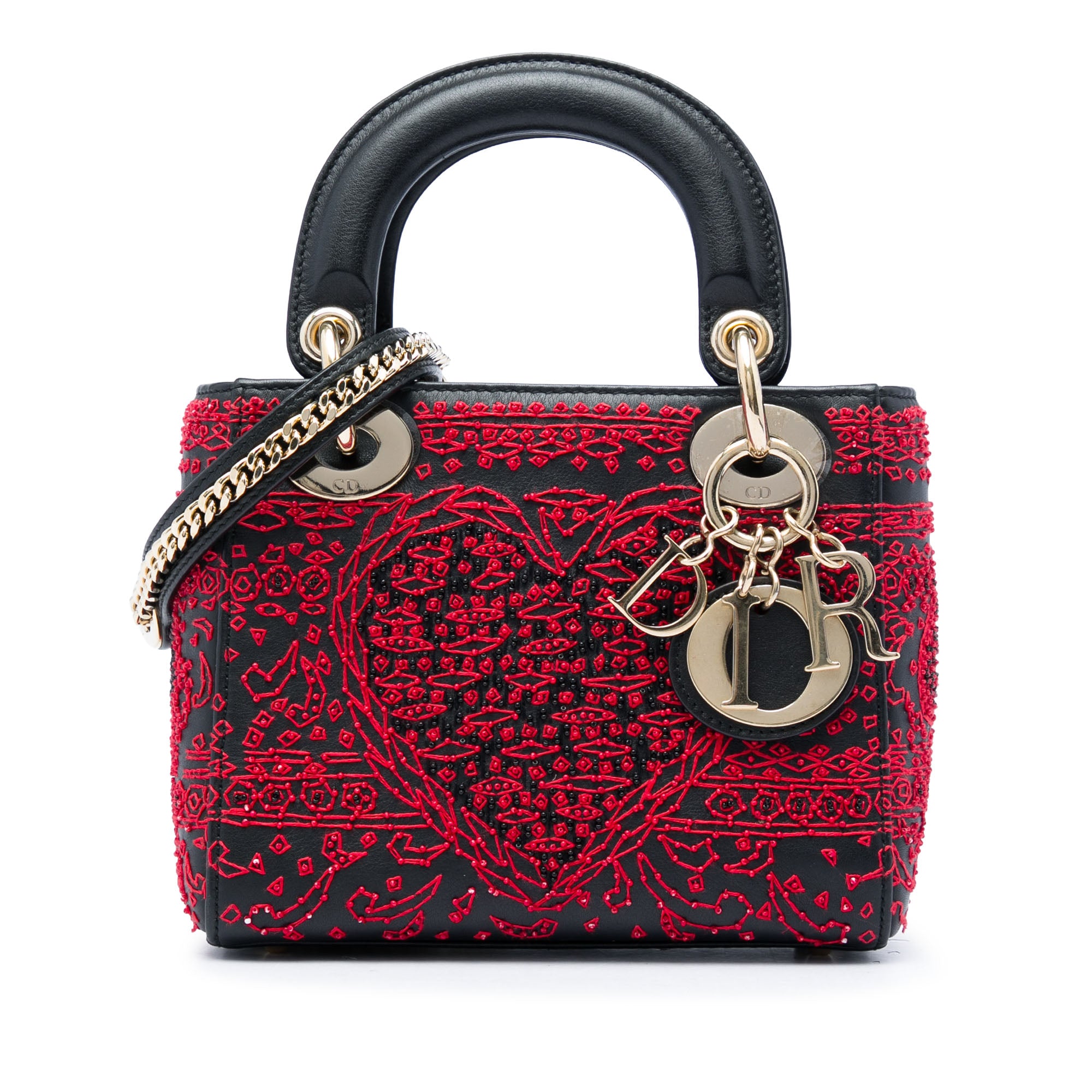 Dior Mini Smooth Calfskin Embroidered Heart Playing Cards Lady Dior - image 1