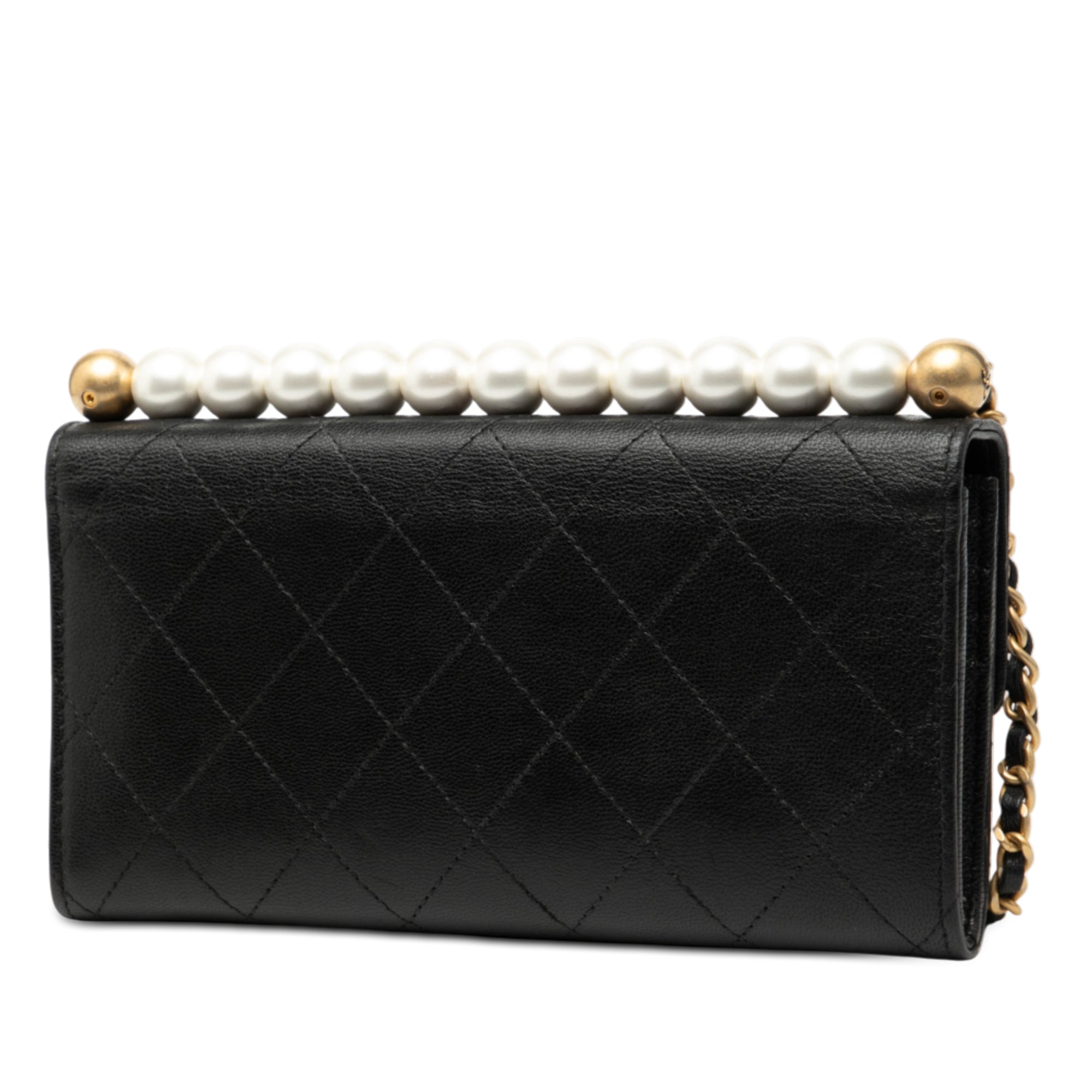 Chanel Quilted Goatskin Chic Pearls Clutch with Chain - image 2