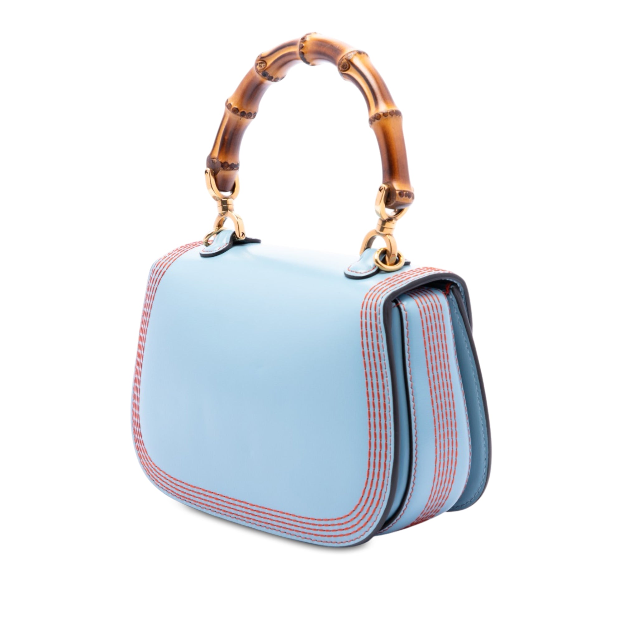 Gucci Small Calfskin Web Stitched Bamboo 1947 Top Handle Bag - image 2