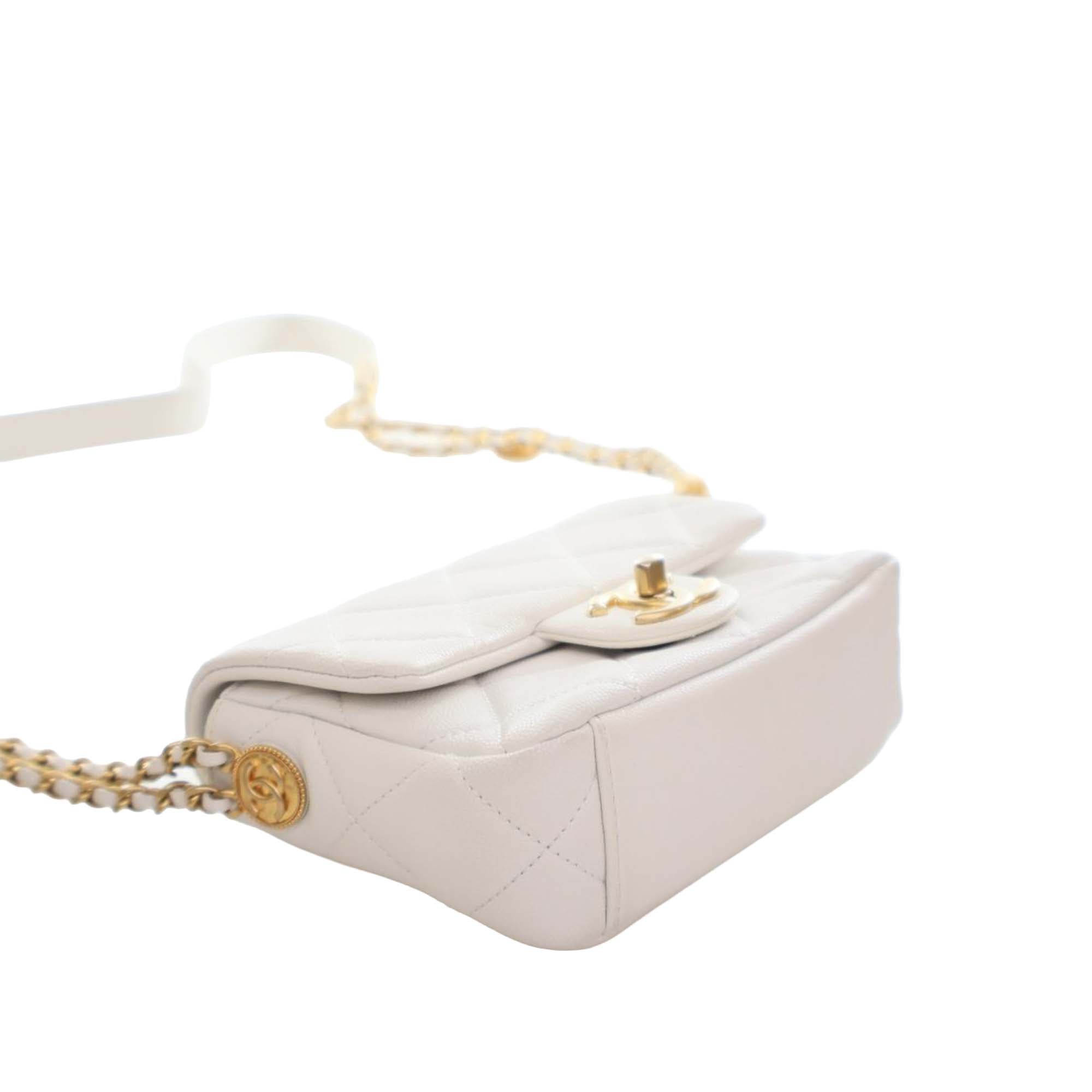 Chanel Mini Quilted Caviar CC Coin Flap - image 13