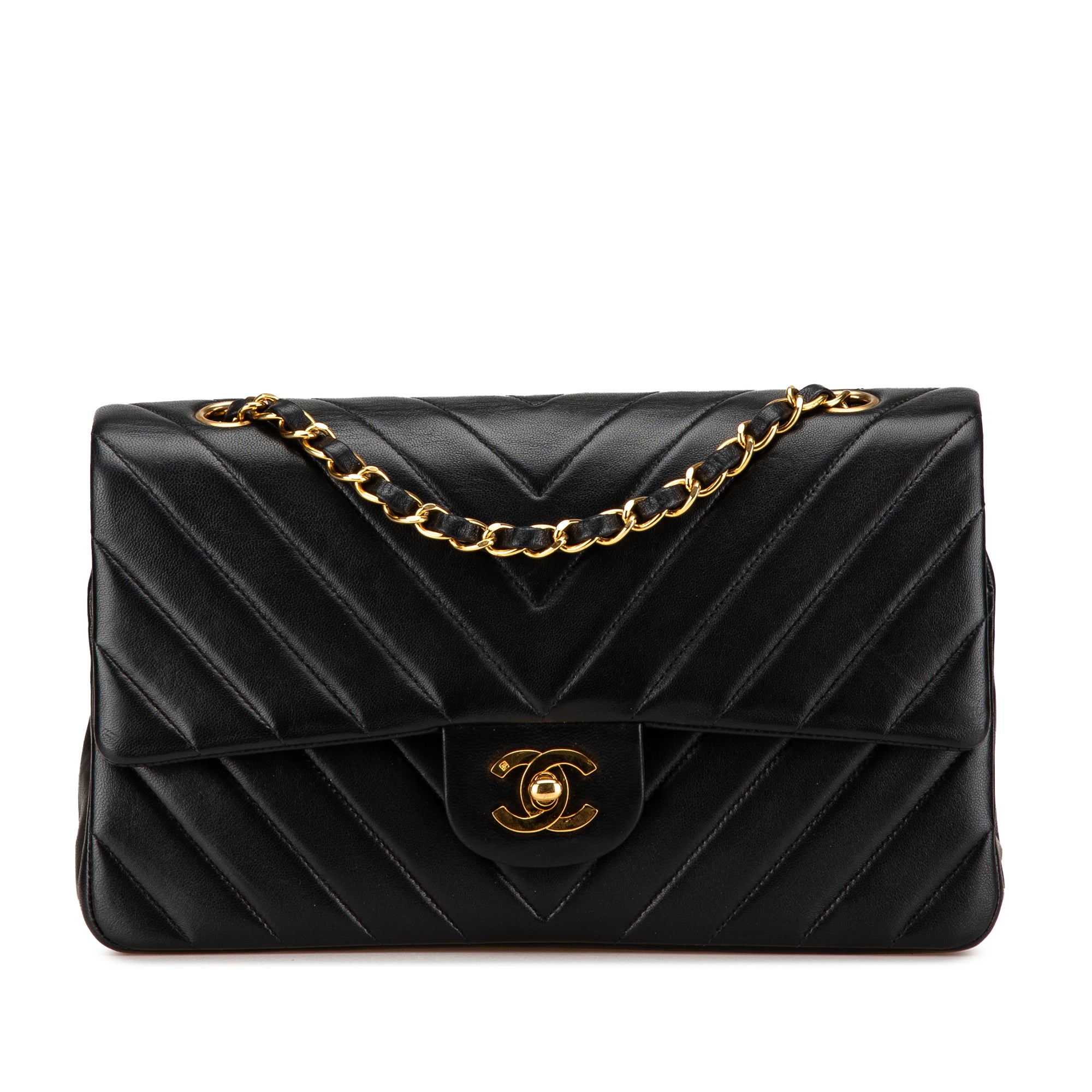Chanel Small Classic Chevron Lambskin Double Flap - image 1