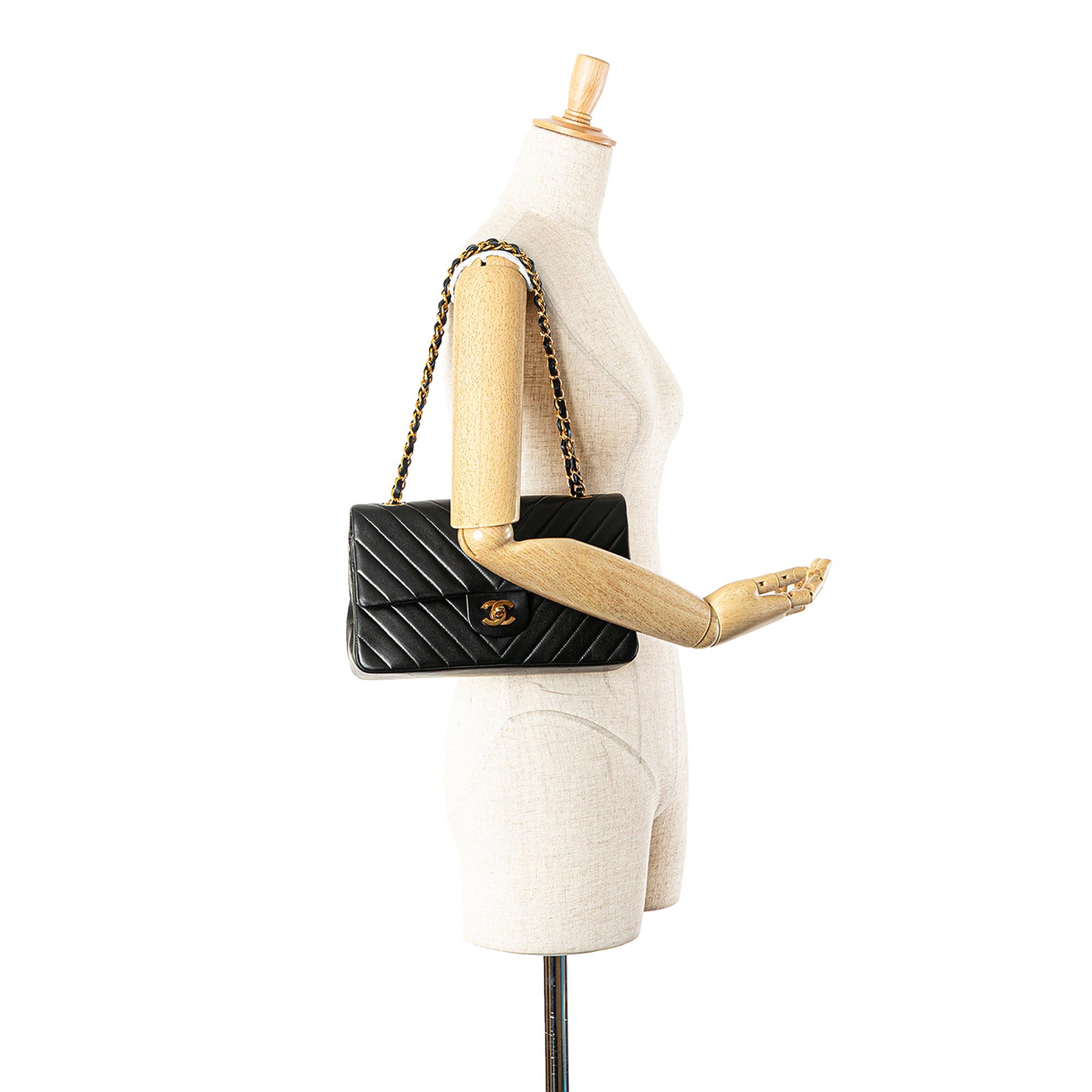 Chanel Small Classic Chevron Lambskin Double Flap - image 14