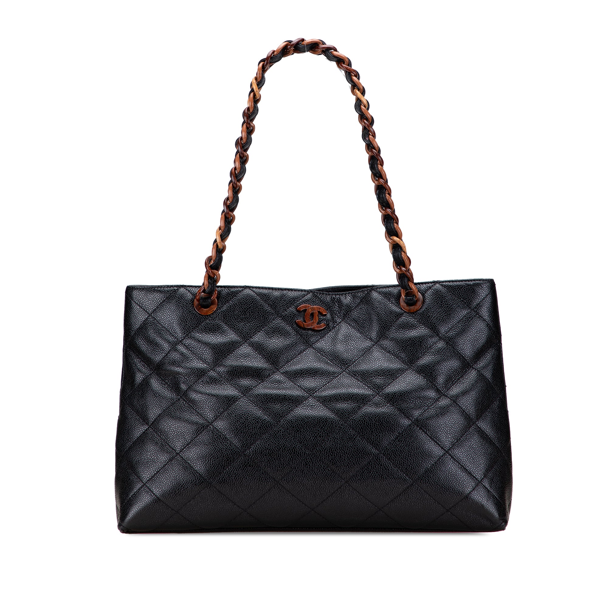 Chanel CC Quilted Caviar Tortoise Chain Tote - image 1