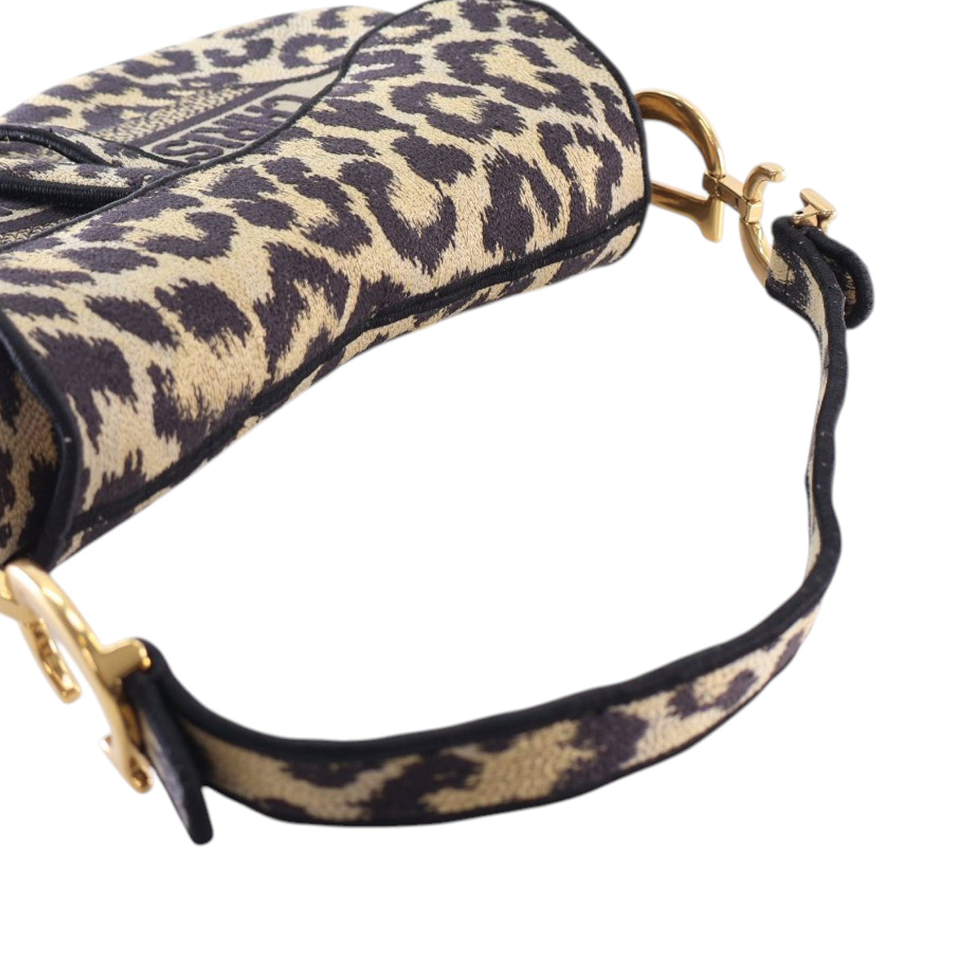 Dior Mizza Embroidered Canvas Leopard Saddle Bag - image 9