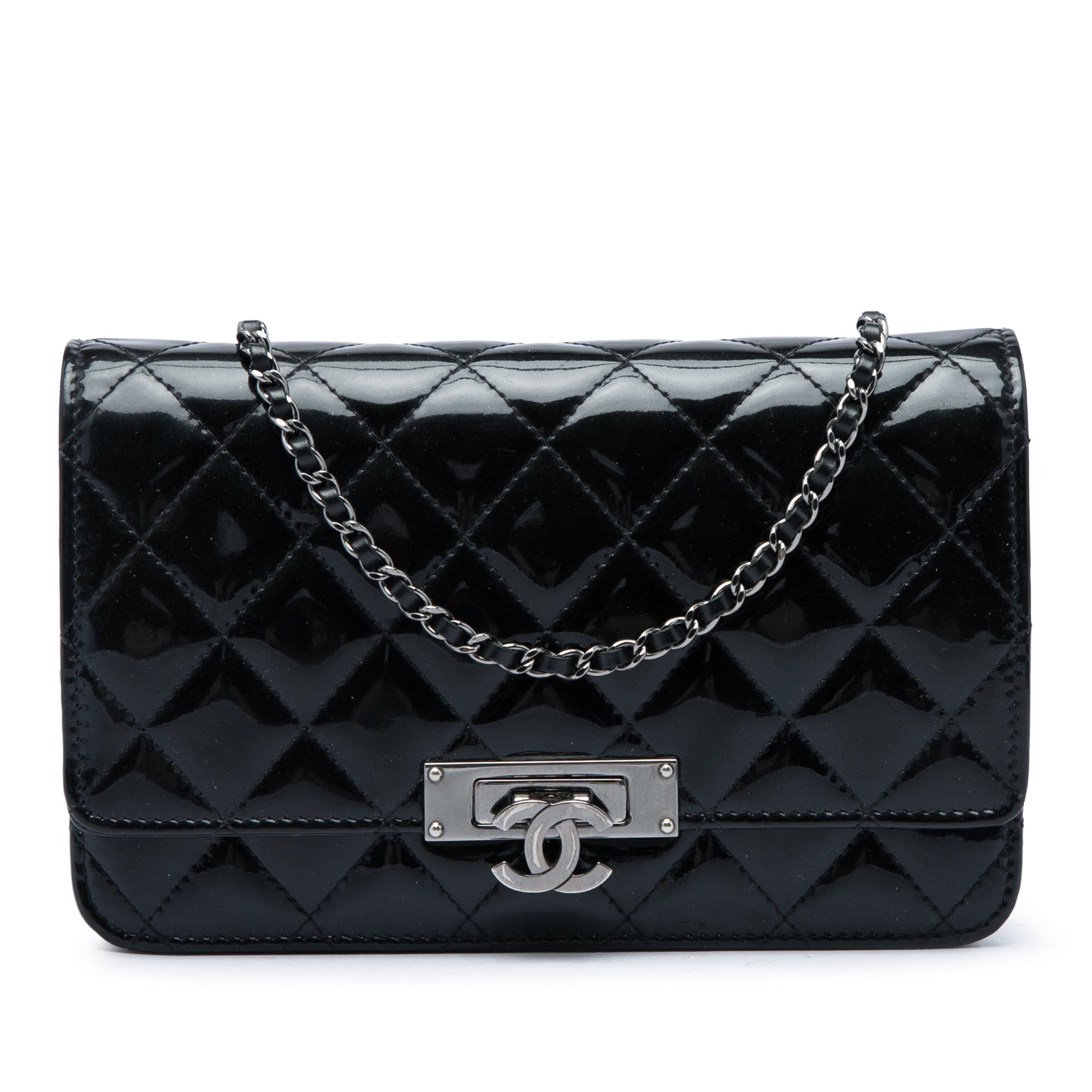 Chanel Quilted Patent Golden Class Wallet on Chain - image 1