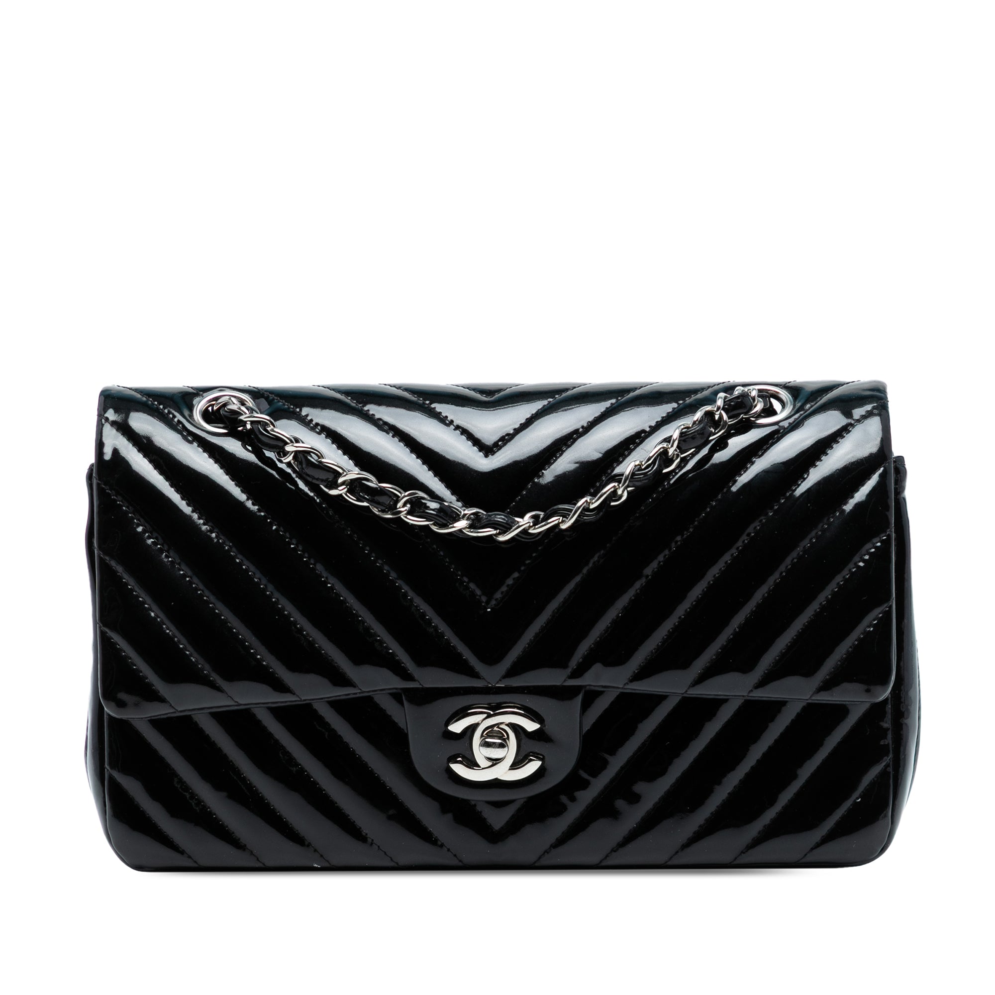 Chanel Medium Classic Chevron Patent Double Flap - image 1