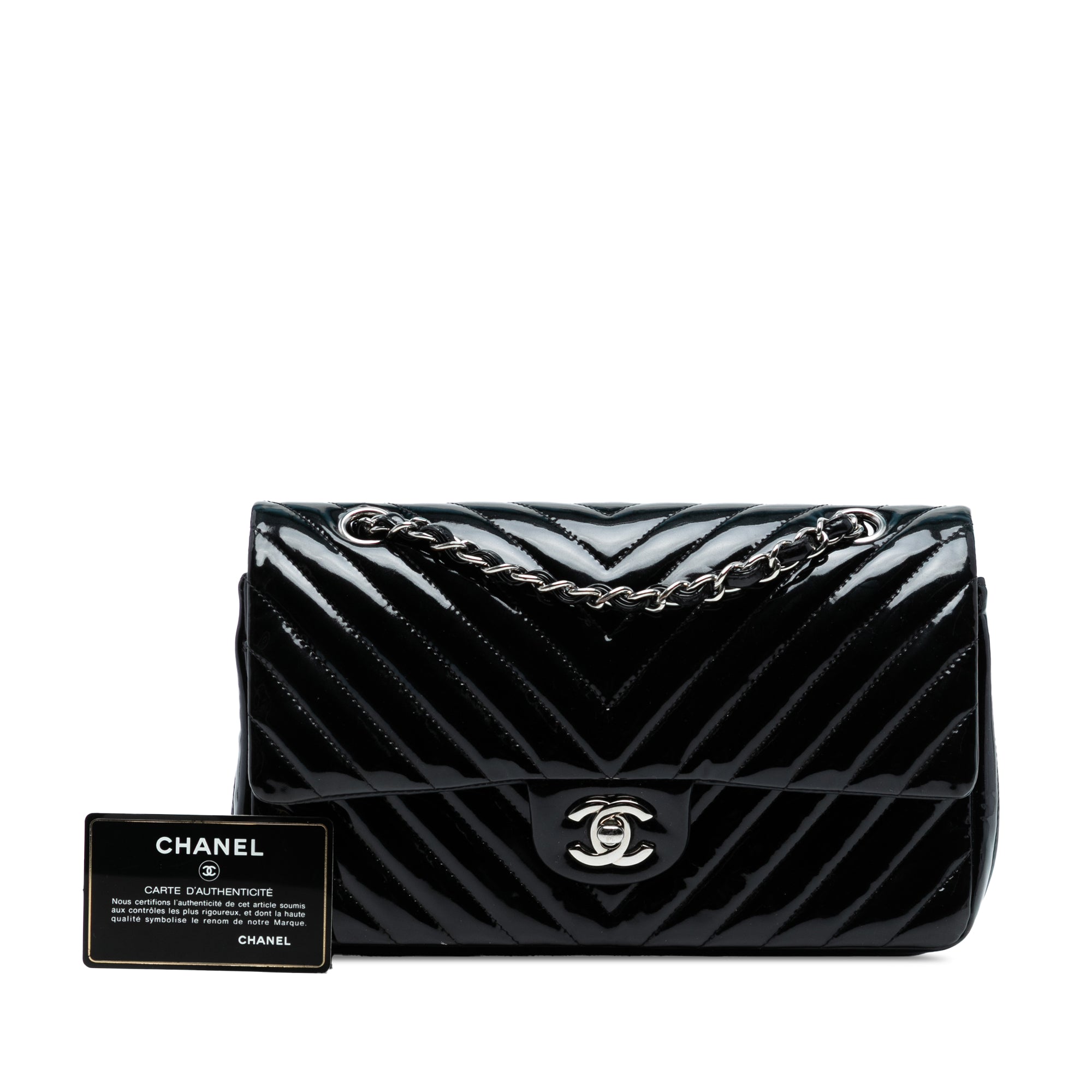 Chanel Medium Classic Chevron Patent Double Flap - image 8