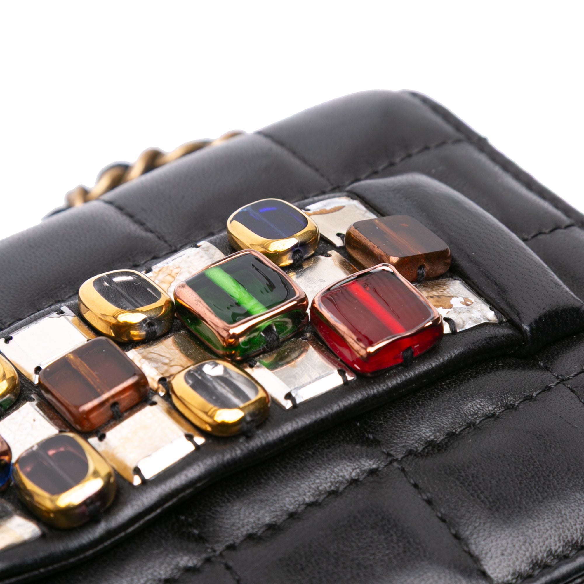 Chanel Paris Byzance Lambskin Jeweled Evening Clutch with Chain - image 6