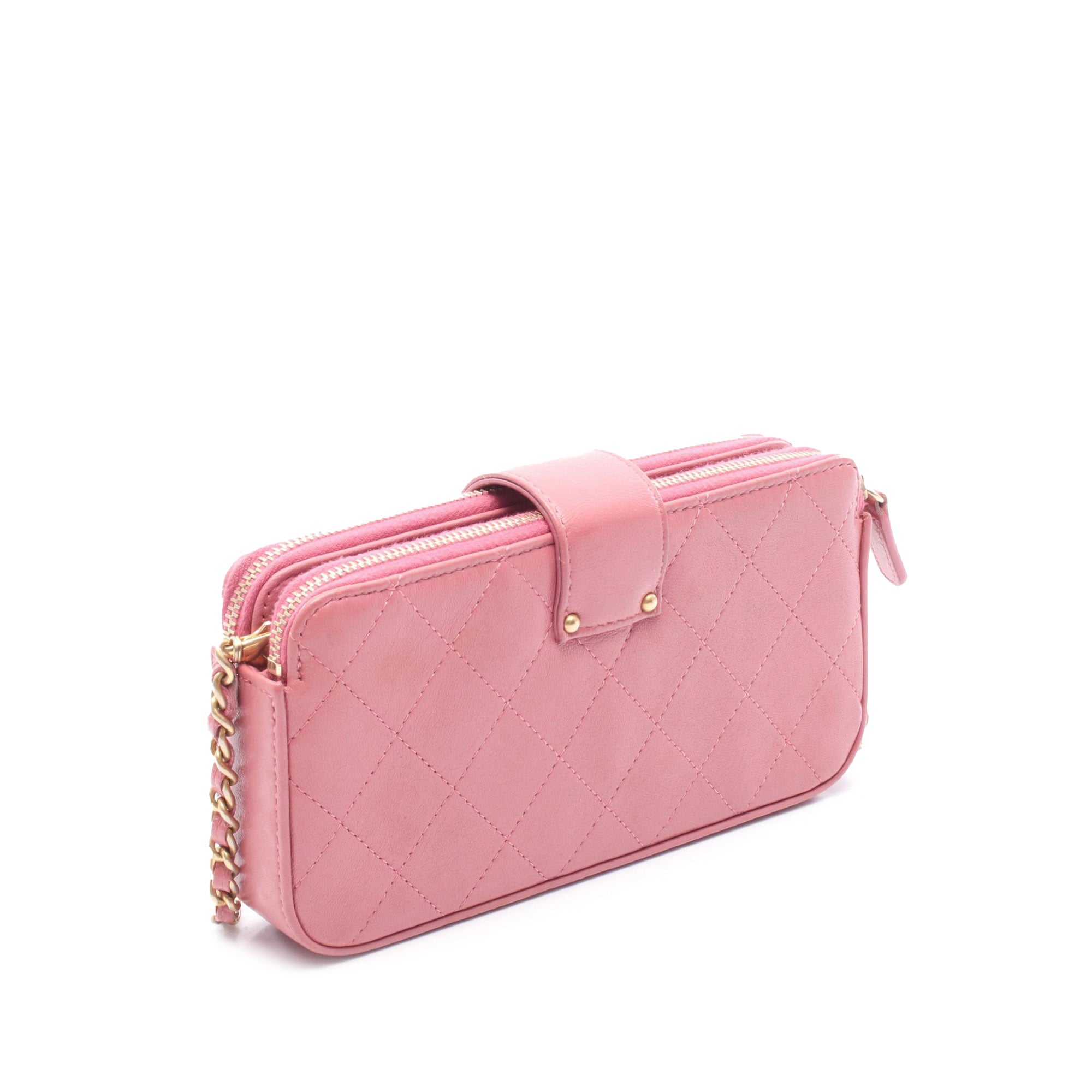 Chanel CC Quilted Calfskin Double Zip Clutch with Chain - image 2