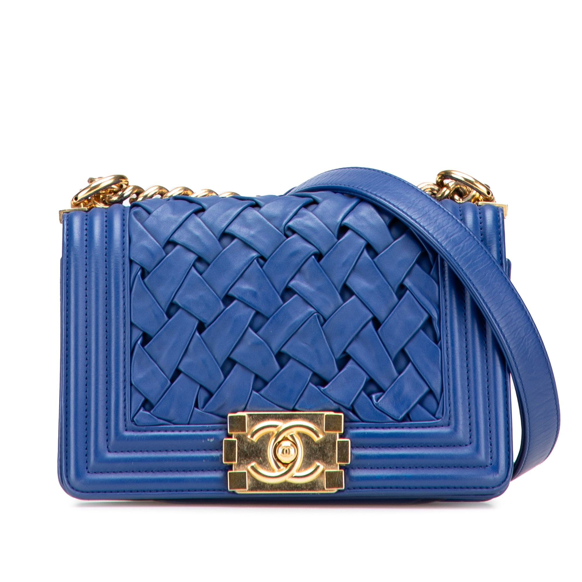 Chanel Small Woven Lambskin Chateau Boy Flap - image 1