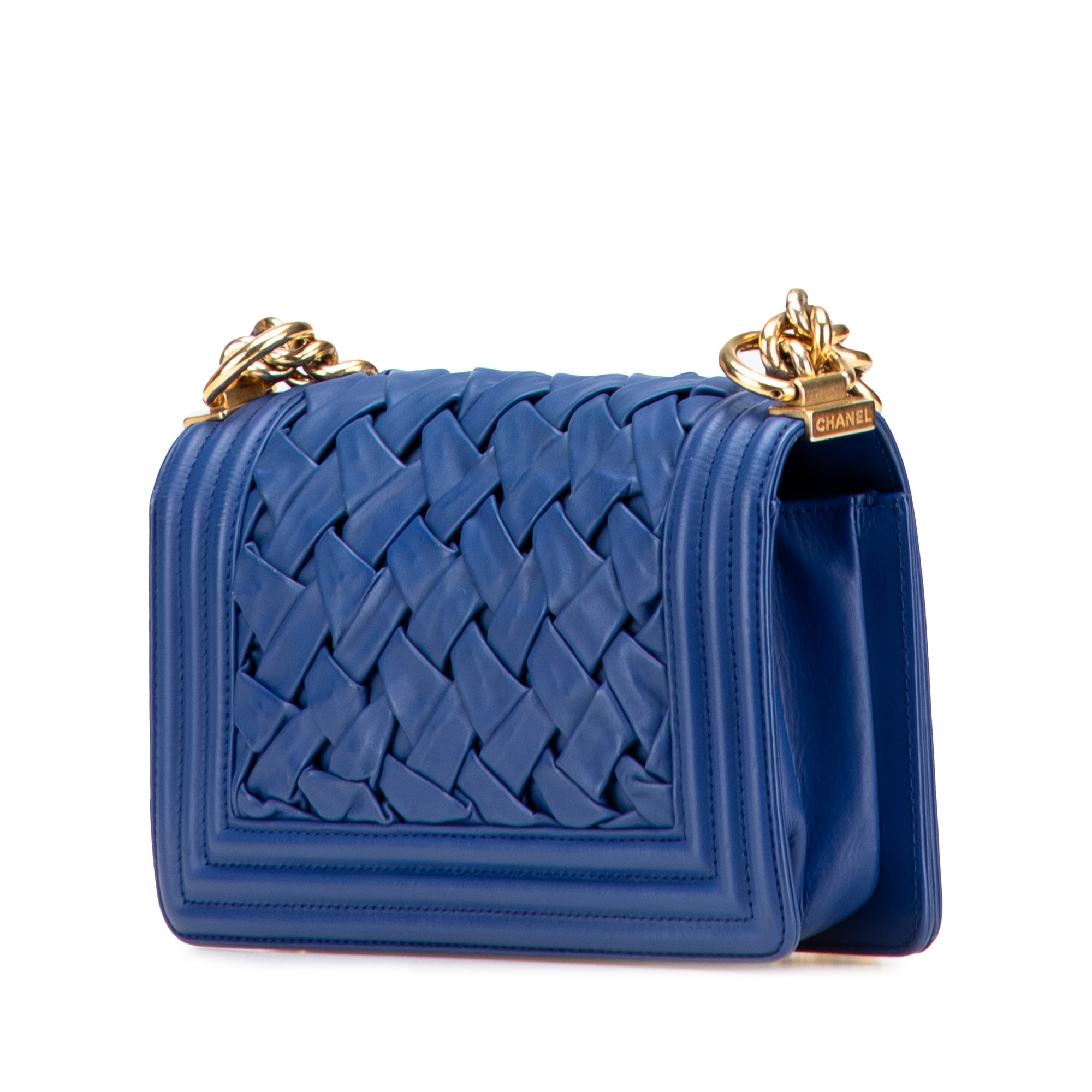 Chanel Small Woven Lambskin Chateau Boy Flap - image 2