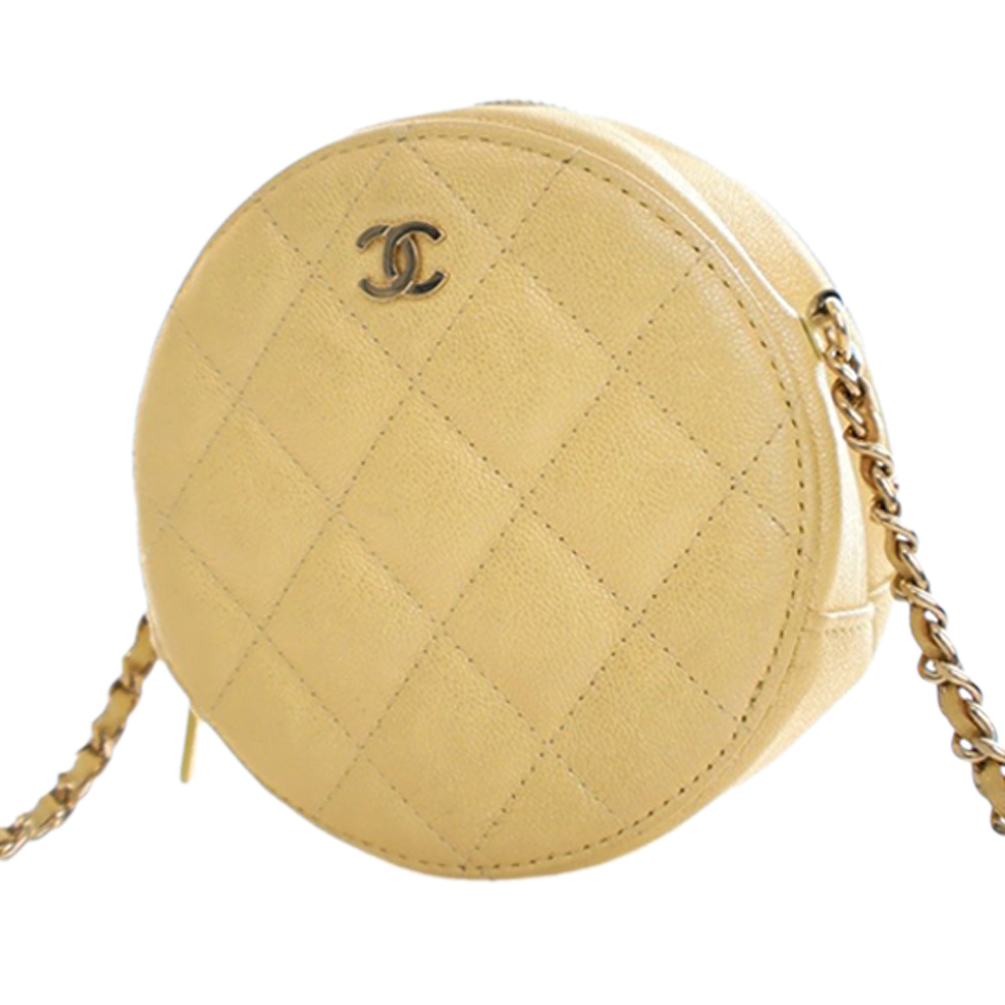 Chanel CC Quilted Caviar Round Clutch With Chain - image 2
