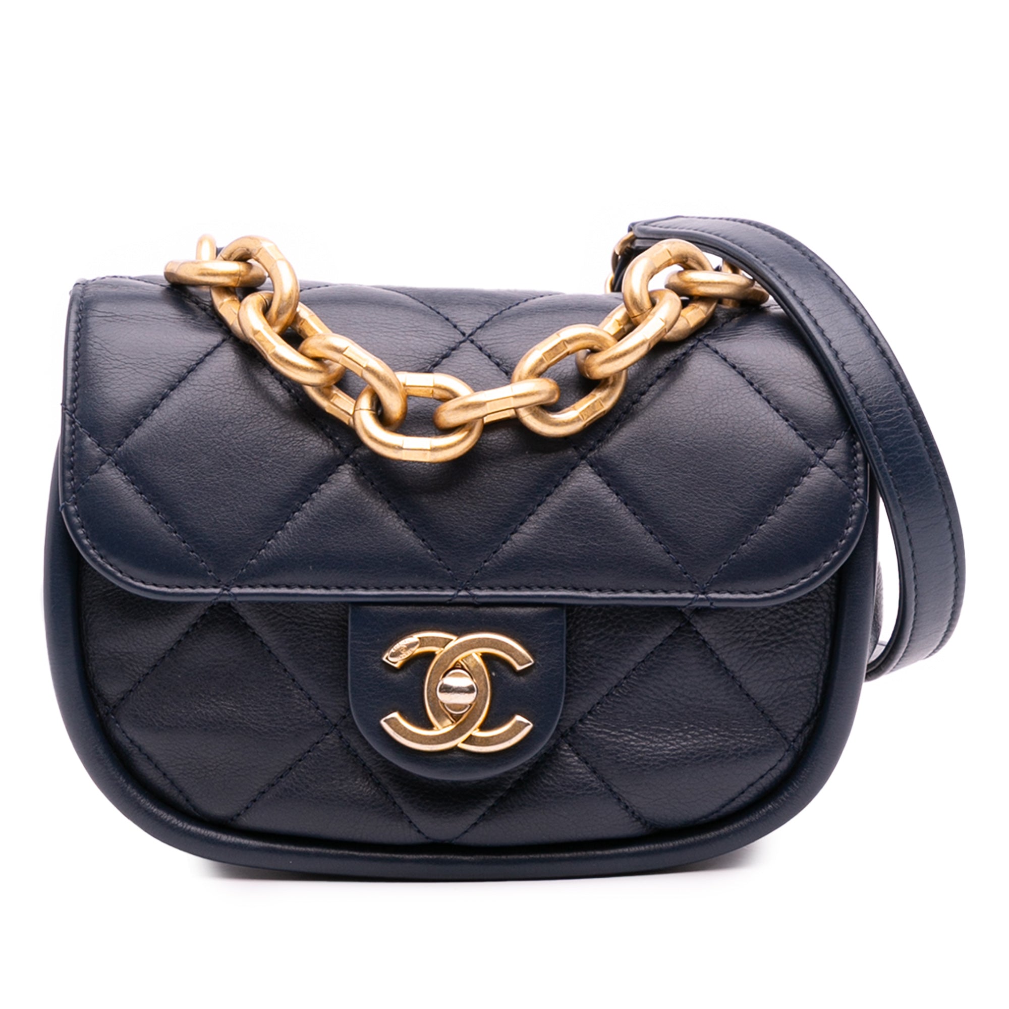 Chanel Mini CC Quilted Calfskin Round Moon Messenger Flap - image 1